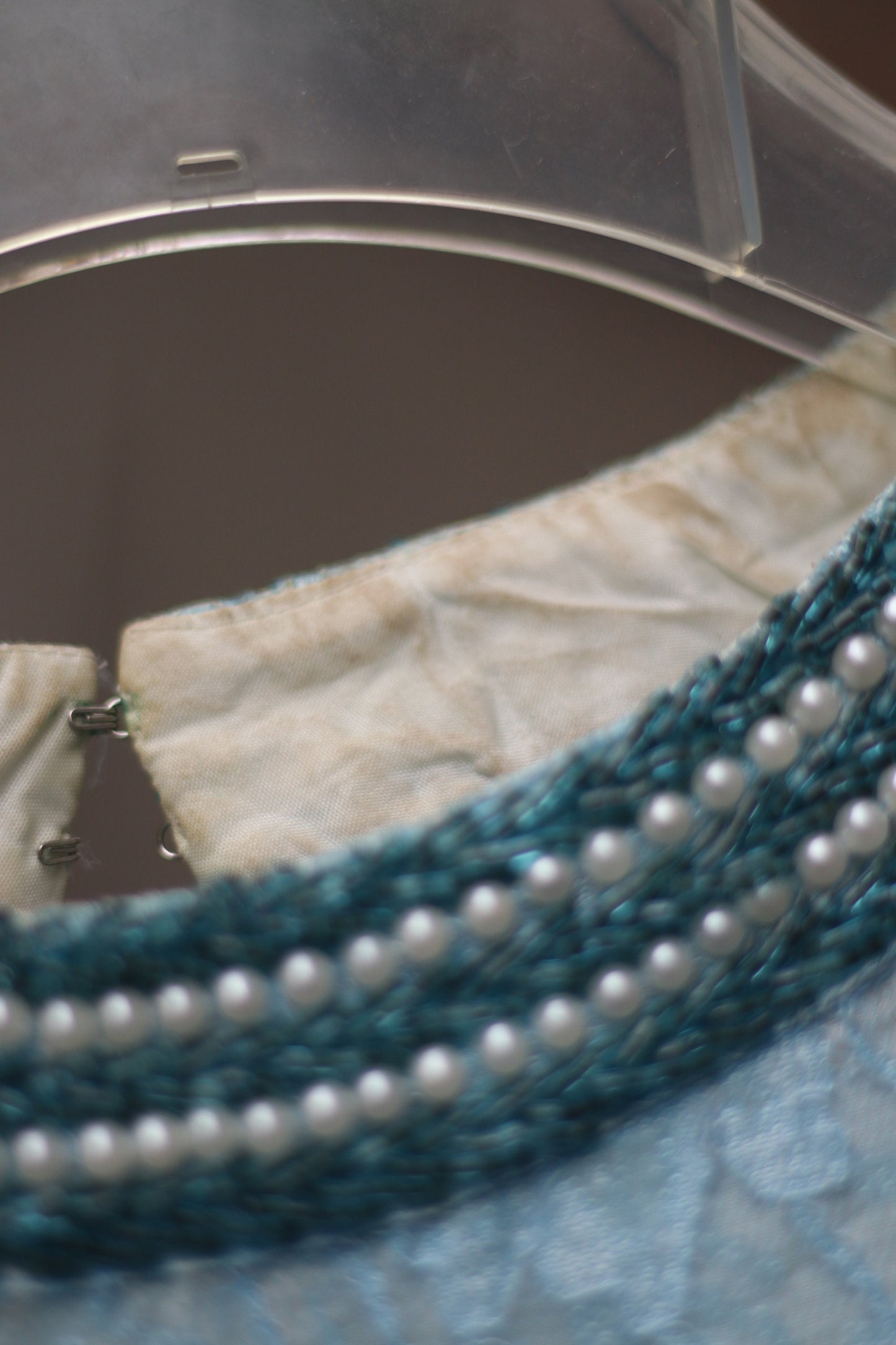 Vintage Beaded Blue Dress | y2k H&M flapper inspired evening dress| Maximalist high collar chic dress with floral motif