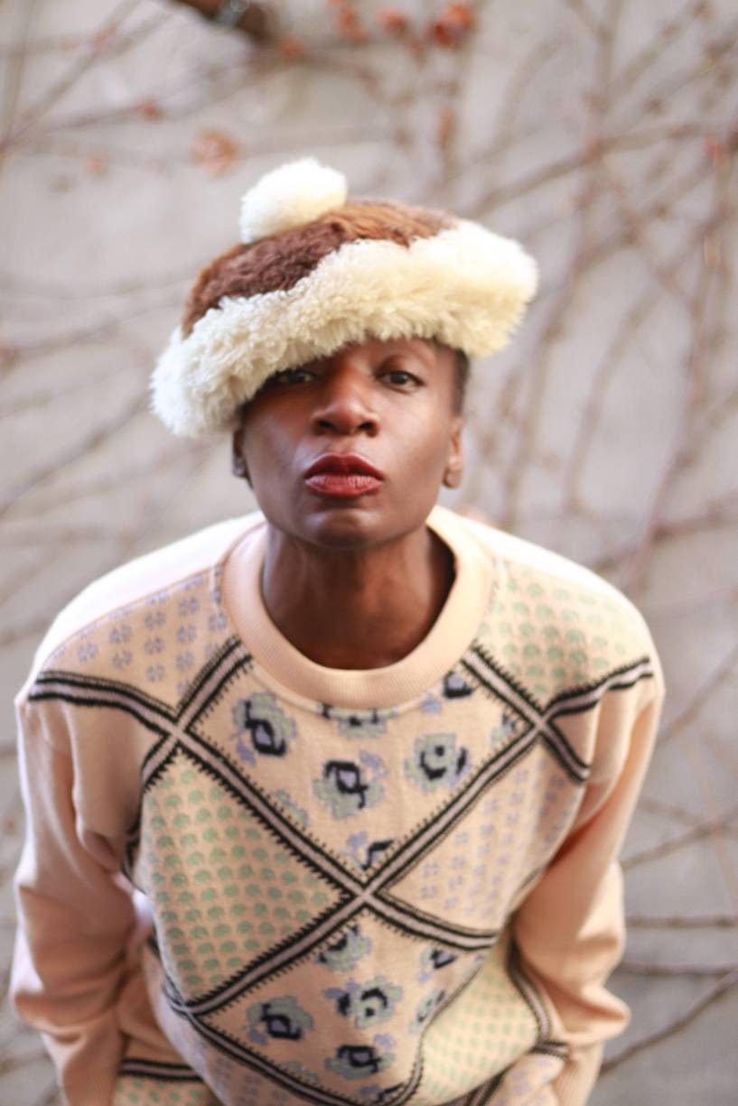 Rare Toscana Lamm Hat| Vintage Fuzzy Winter Hat | Unique white and brown cozy beret| Maximalist pom pom hat