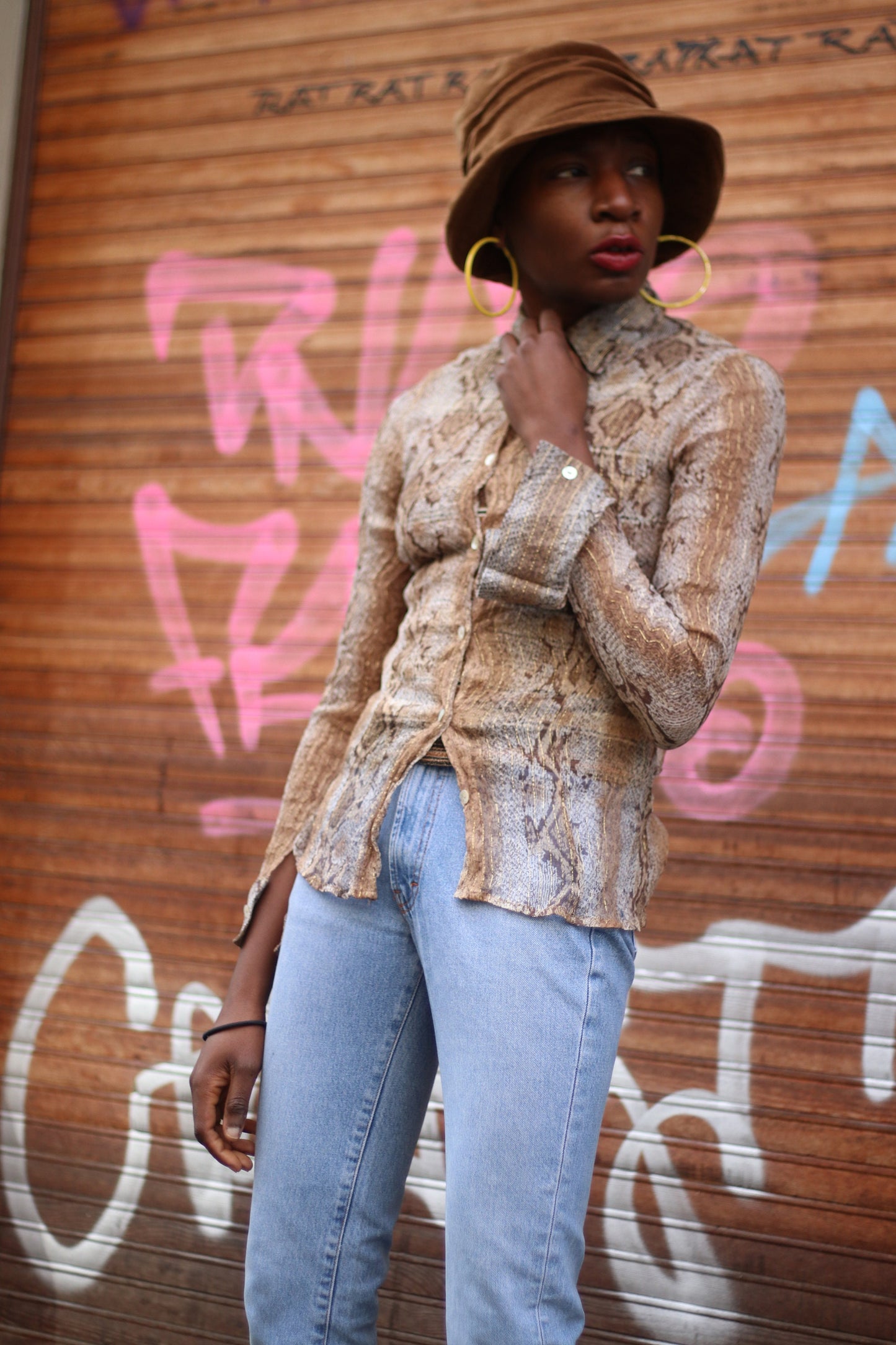 Vintage Sheer Silk animal print blouse| 90s long sleeved Leo print shirt