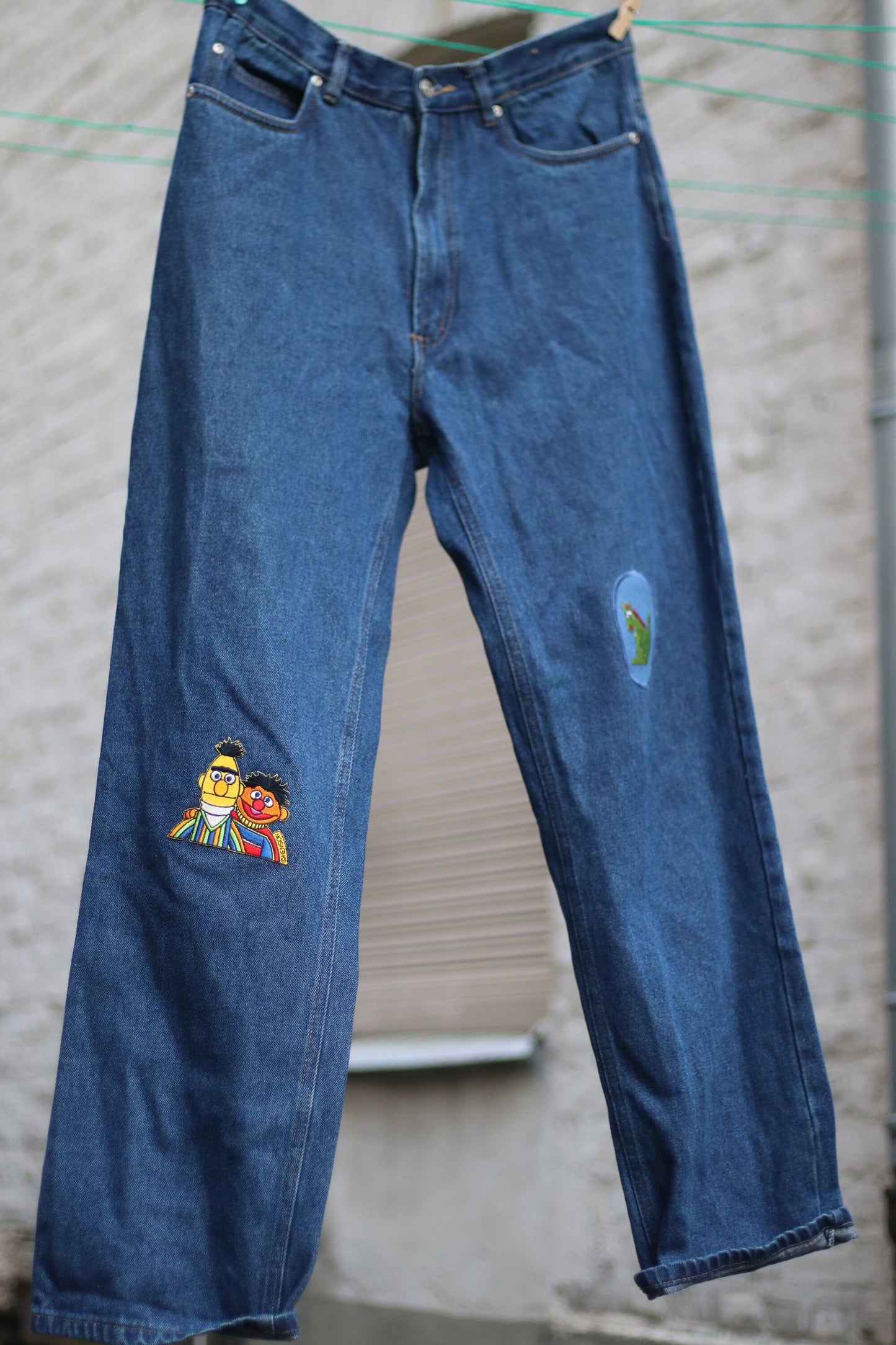 Vintage Identic denim | y2k upcycled denim with cool patches| Vintage blue jeans with quirky details