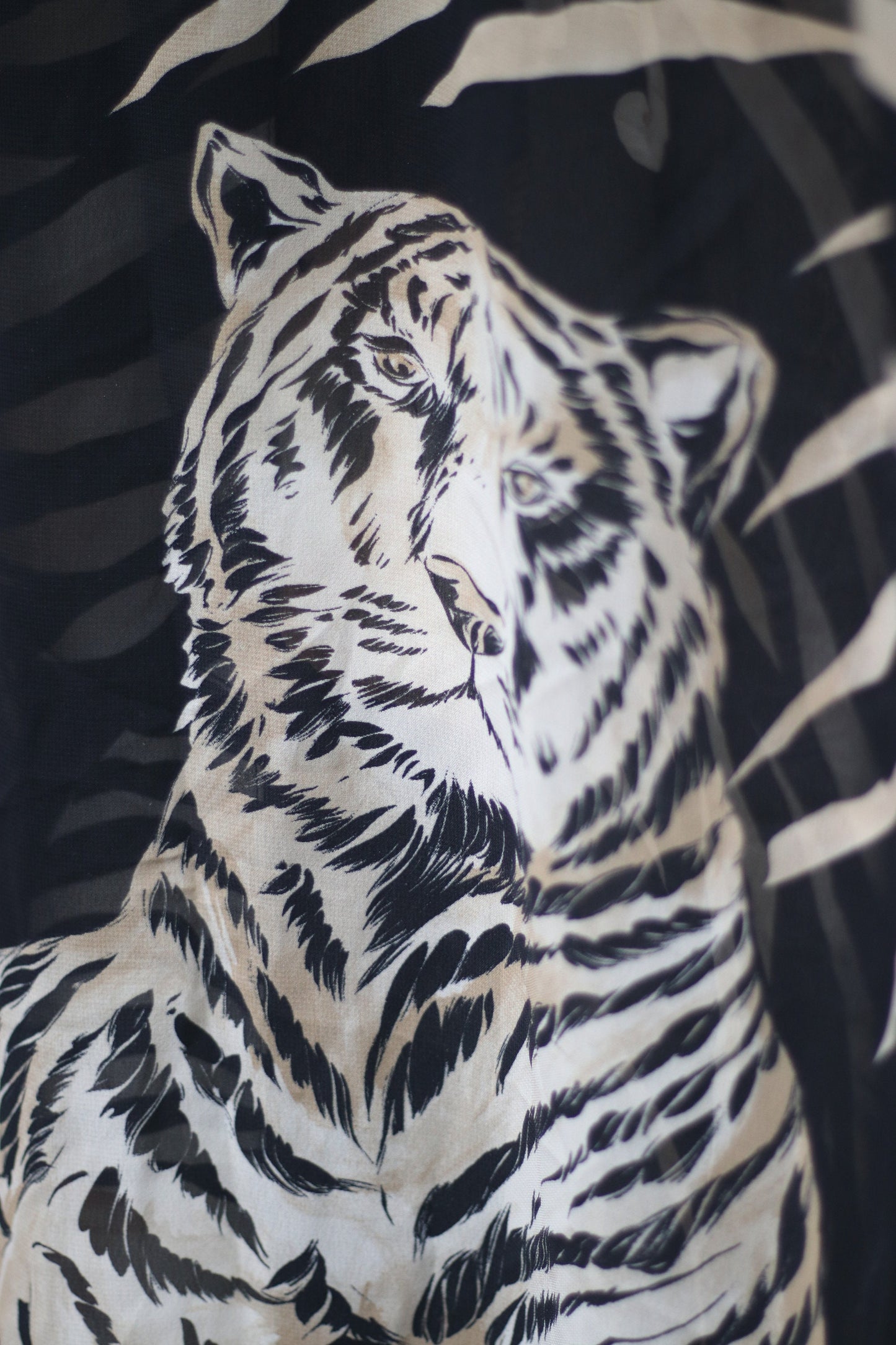 Vintage Sheer Blouse| 90s Janina Schreck Animal Print Buttoned down short sleeved monochrome shirt