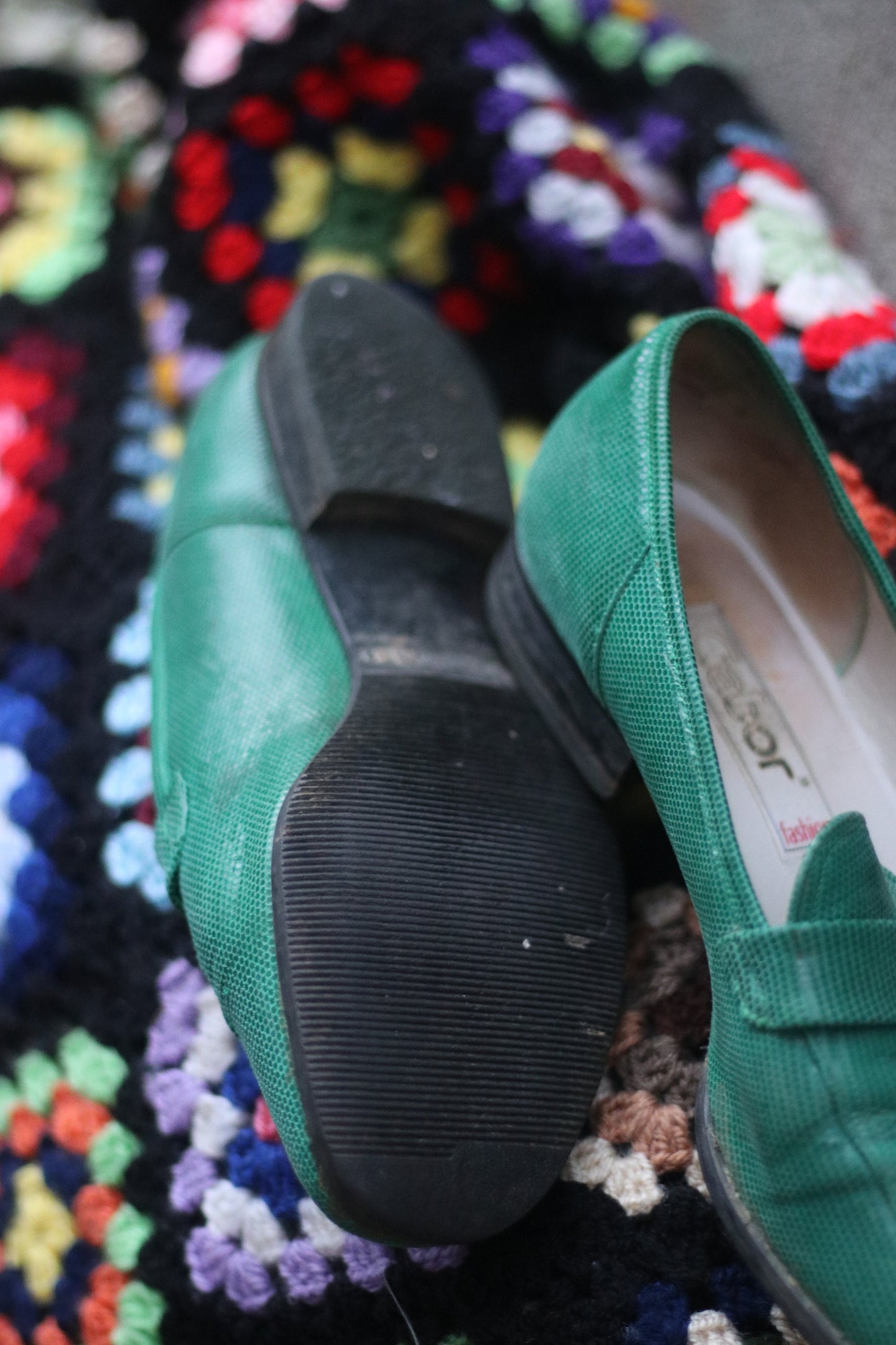 90s Gabor Brogues | Vintage Green Shimmery Shoes