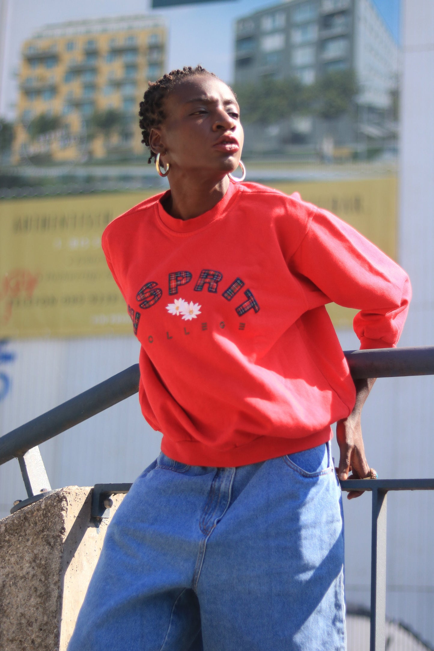 Vintage 90s Esprit Kids Red Sweater Collegiate Cute size Small XS