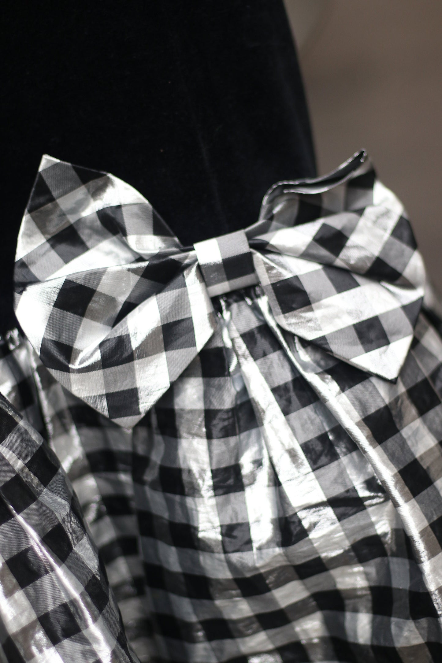 Vintage Black and White Drop Waist Checkered 80s Dress with open back Size Small