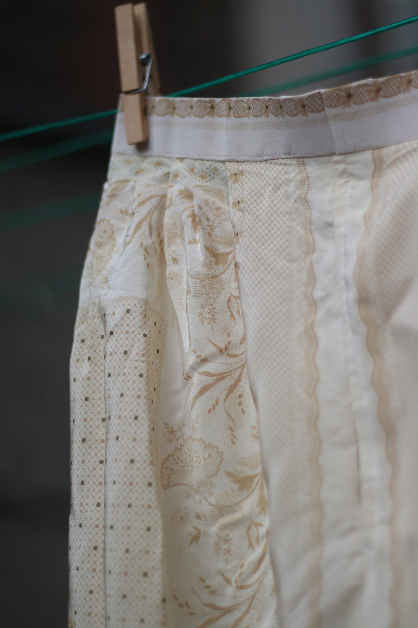 Vintage skirt with floral print | Monochrome handmade summer feminine skirt
