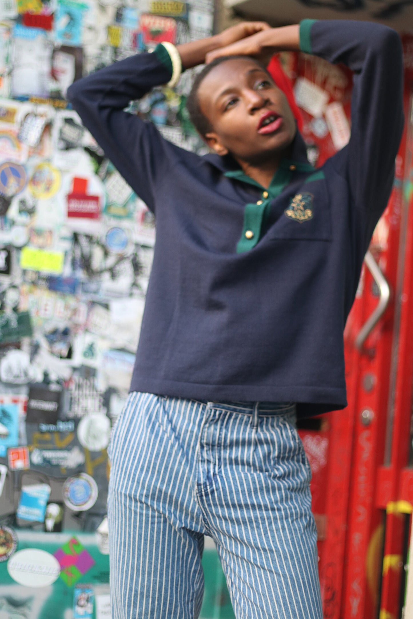 80s blue sweater| Vintage Koblede wool blend shirt sports inspired preppy long sleeved design with cool Insignia