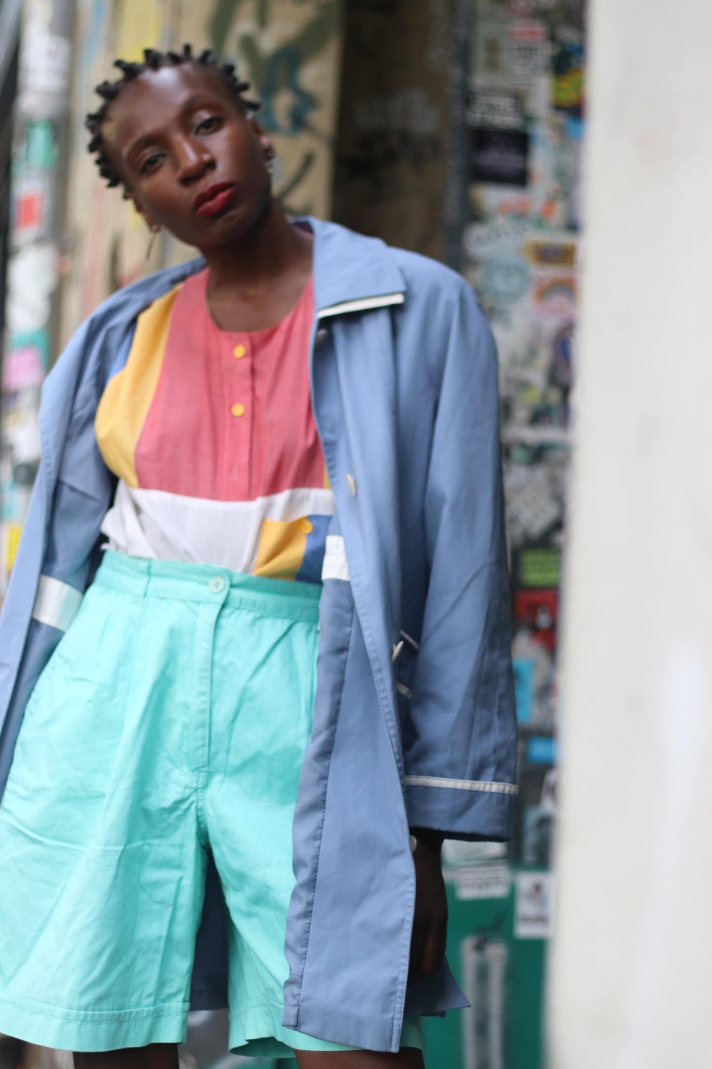 Creation Atelier GJ Lightweight Jacket| 90s two-toned sport-inspired Blue Jacket Streetwear sporty coat