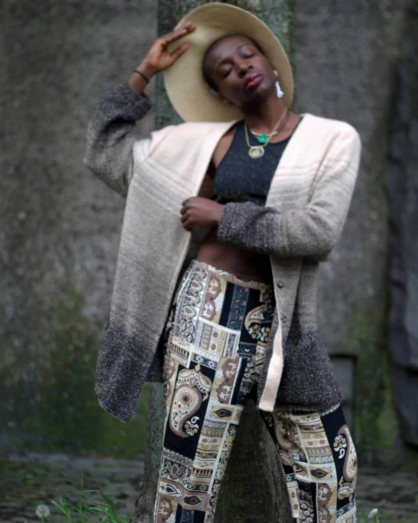 80s hippy trousers | Vintage brown and black abstract print summer pants| Maximalist bold lightweight harem trousers