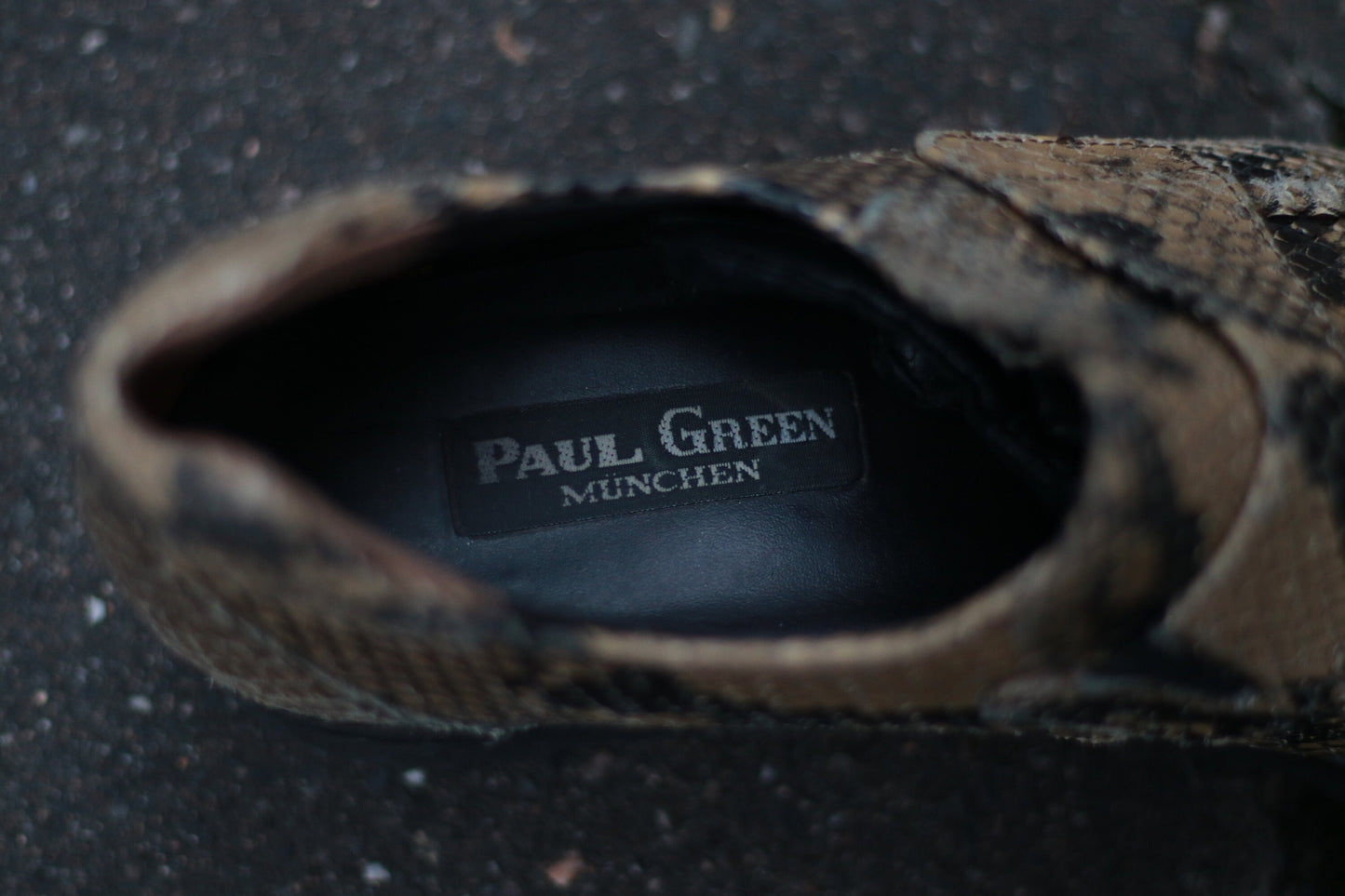 Vintage Paul Green animal print loafers| Brown faux exotic skin Slip ins