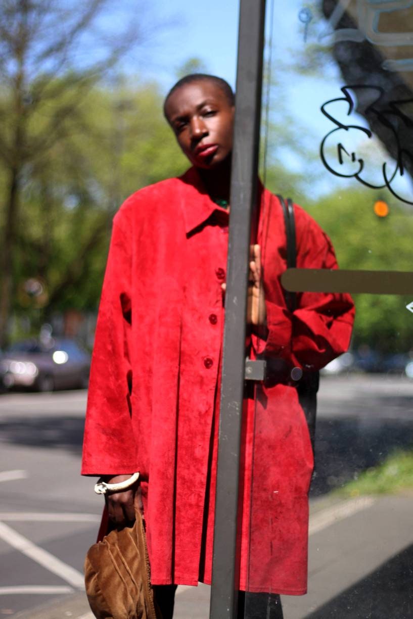 90s Ulla Popken Suede Jacket| Vintage minimalist red leather trench| Plus size classic unisex jacket