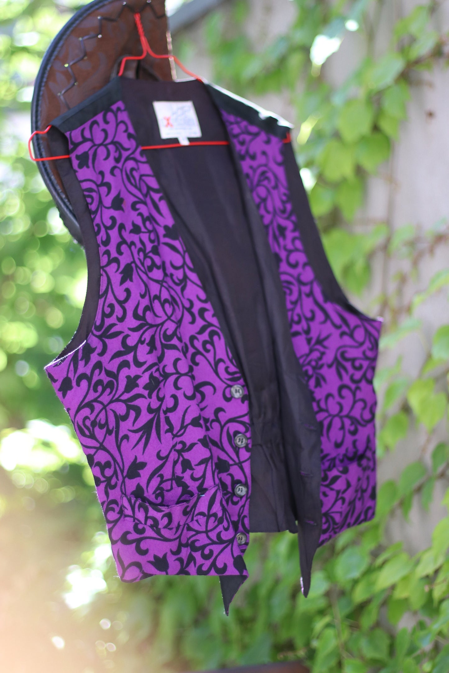 90s Floral print Vest| Vintage Boho chic purple and black vest| Maximalist black Summer vest