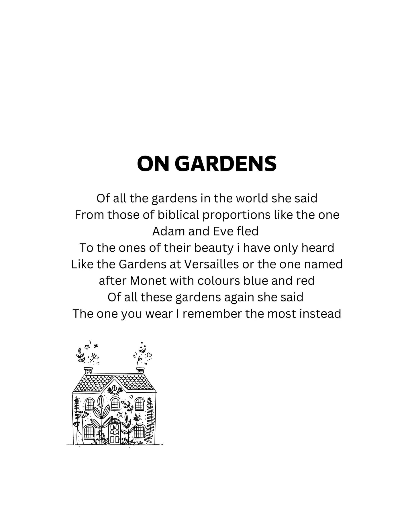 Original Garden Poem |Wall Art| Printable Art | Prose on flowers| Gift for her Poetry Story| Ode to the Gardener