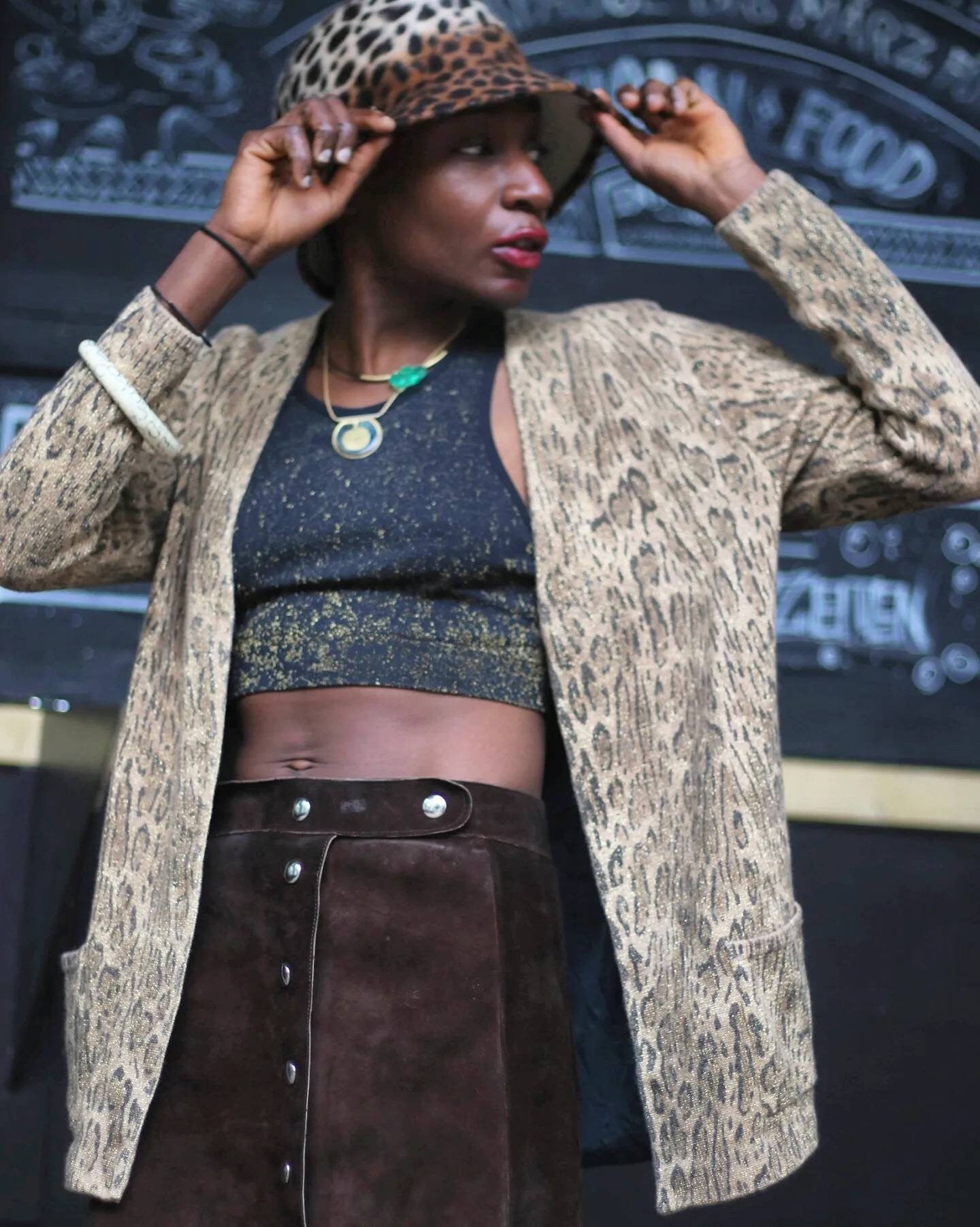 Vintage JOOP! bucket hat | 90s animal print hat in ombre brown| Leo print accessory