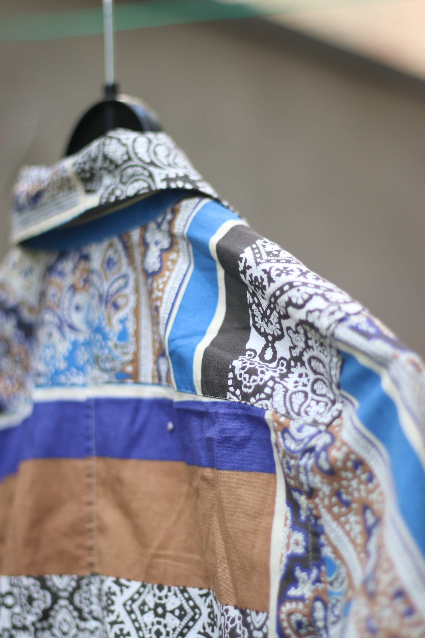 90s Etro blouse | Vintage Paisley Print Buttoned Down Shirt| Maximalist Cotton blend blue and brown design
