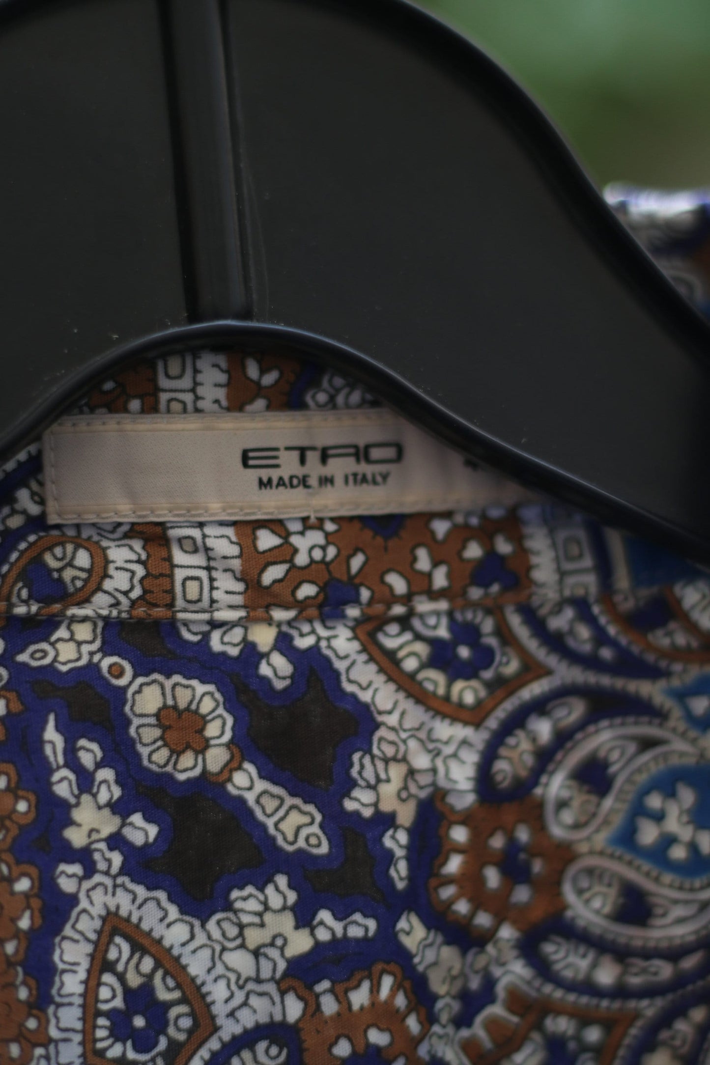 90s Etro blouse | Vintage Paisley Print Buttoned Down Shirt| Maximalist Cotton blend blue and brown design
