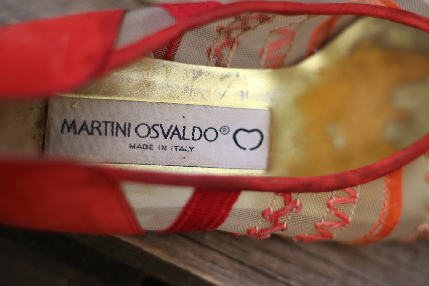 90s Martini Osvaldo Vintage flats|Vintage red shoes with sheer details