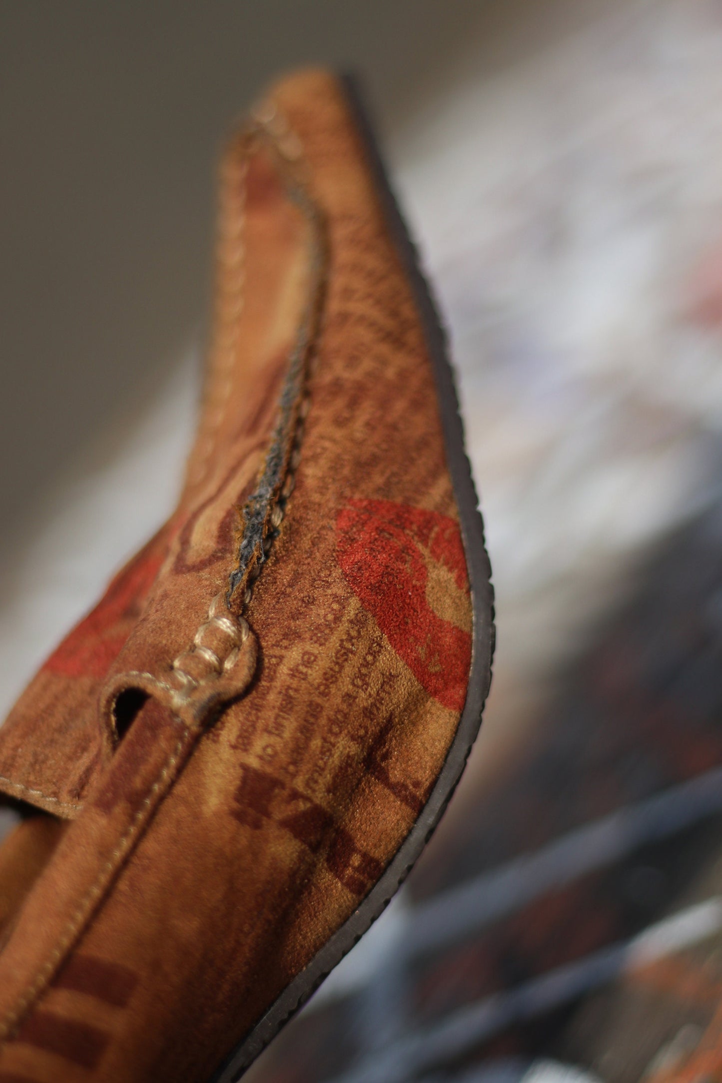 y2k Marco Tozzi Heels Vintage Brown Graffiti Print Pointed Toe shoes