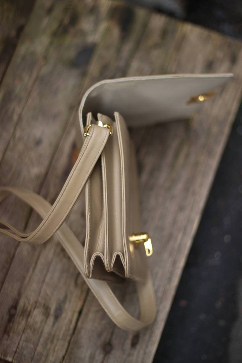 Vintage Picard Mini Bag| 80s brown leather shoulder bag|