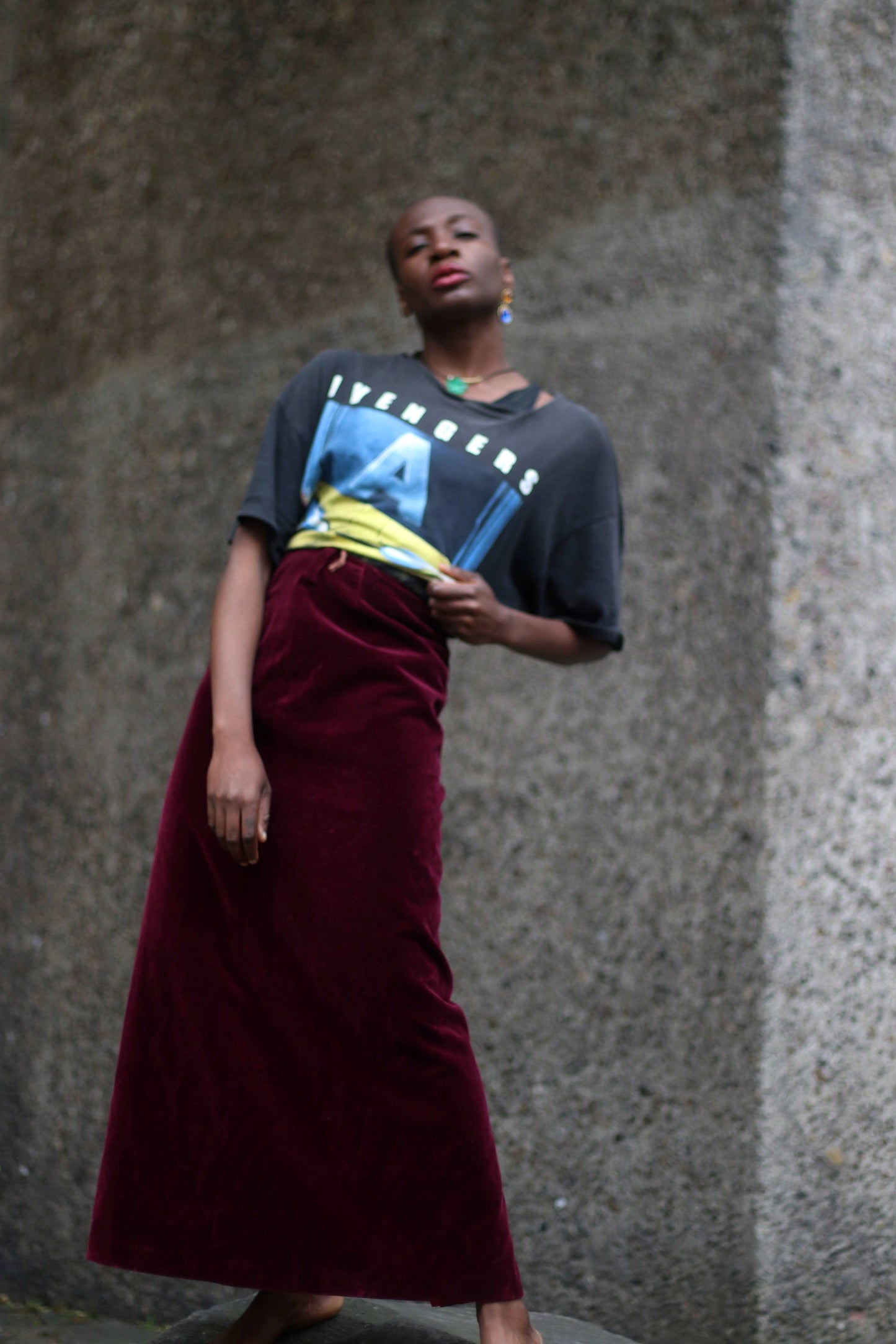 90s velvet optic red skirt| Vintage opulent maxi skirt| Minimalist evening skirt