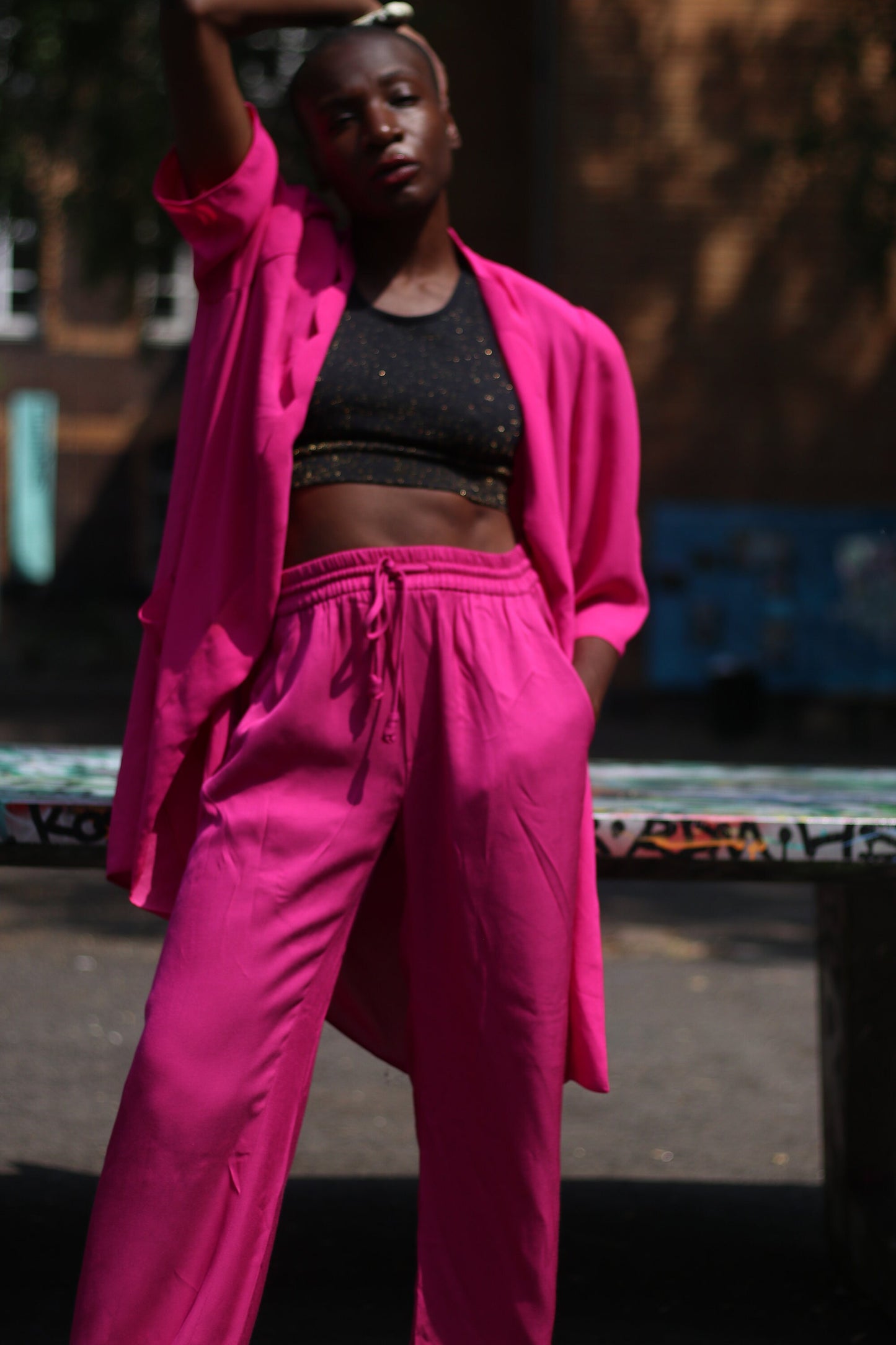 Höpfner Modell Pink Duster | 80s Oversized lightweight blazer | Vintage cardigan with scalloped detail