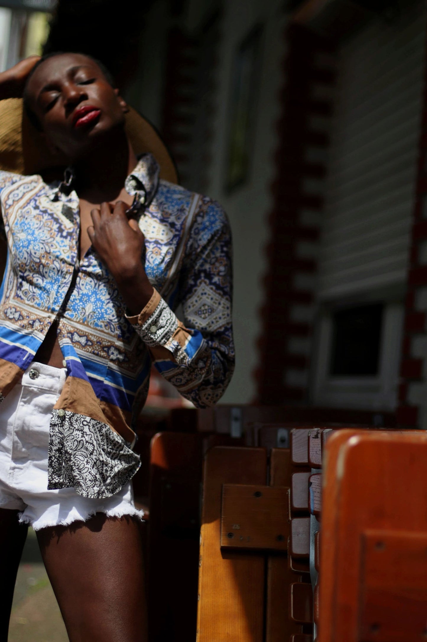 90s Etro blouse | Vintage Paisley Print Buttoned Down Shirt| Maximalist Cotton blend blue and brown design