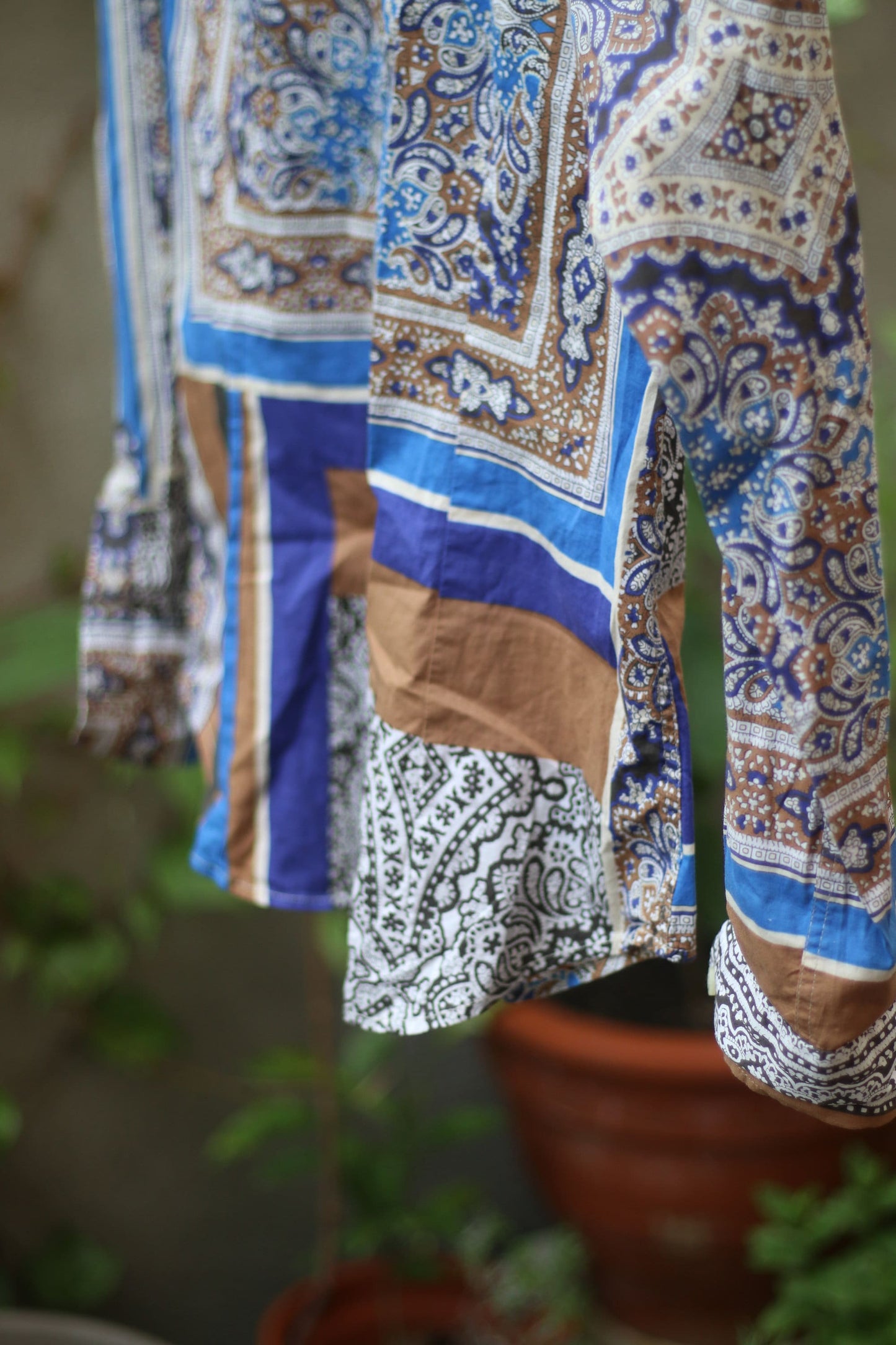 90s Etro blouse | Vintage Paisley Print Buttoned Down Shirt| Maximalist Cotton blend blue and brown design