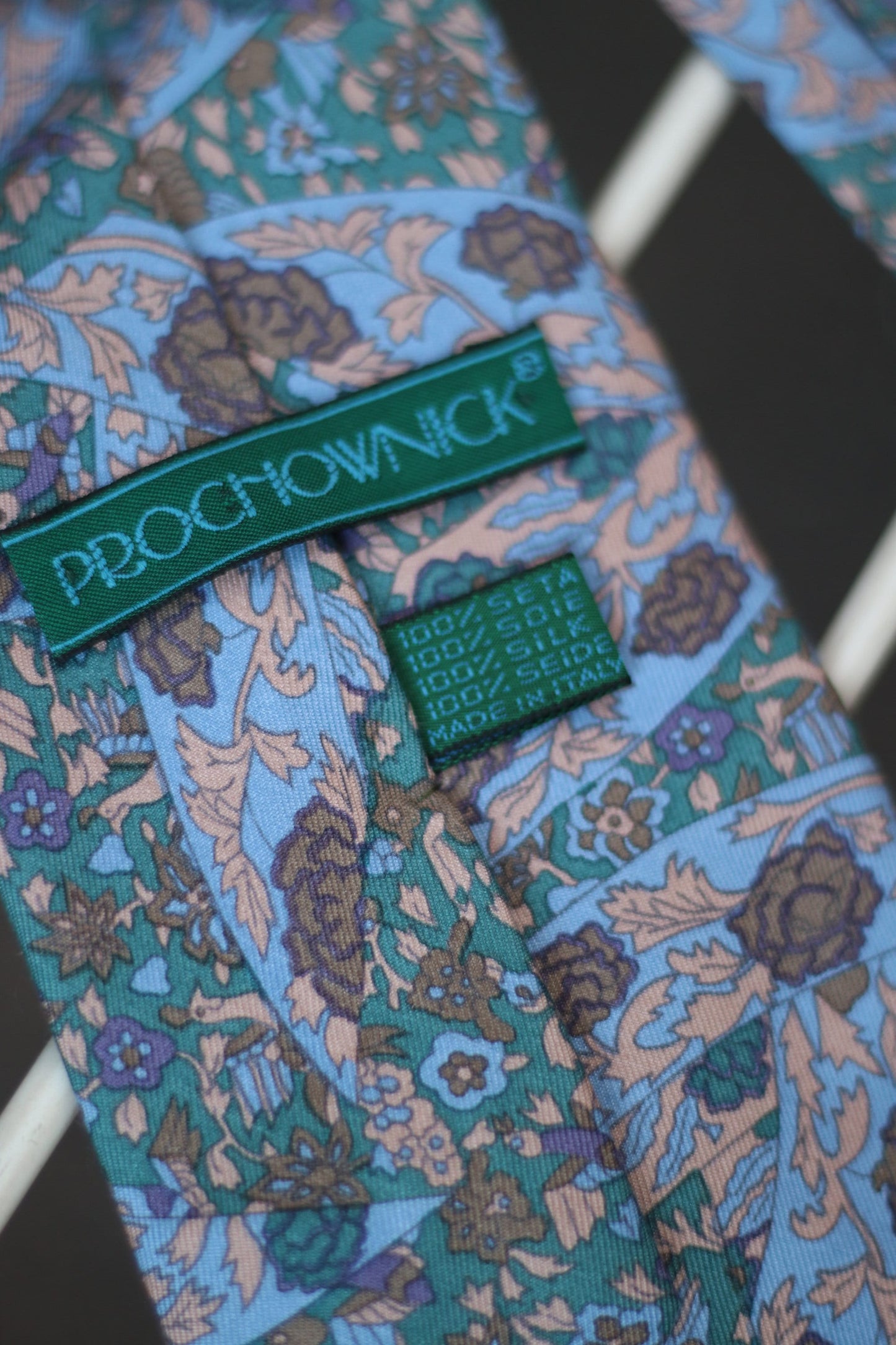 Vintage blue tie with floral print |Silk necktie for men| Suit tie for workwear