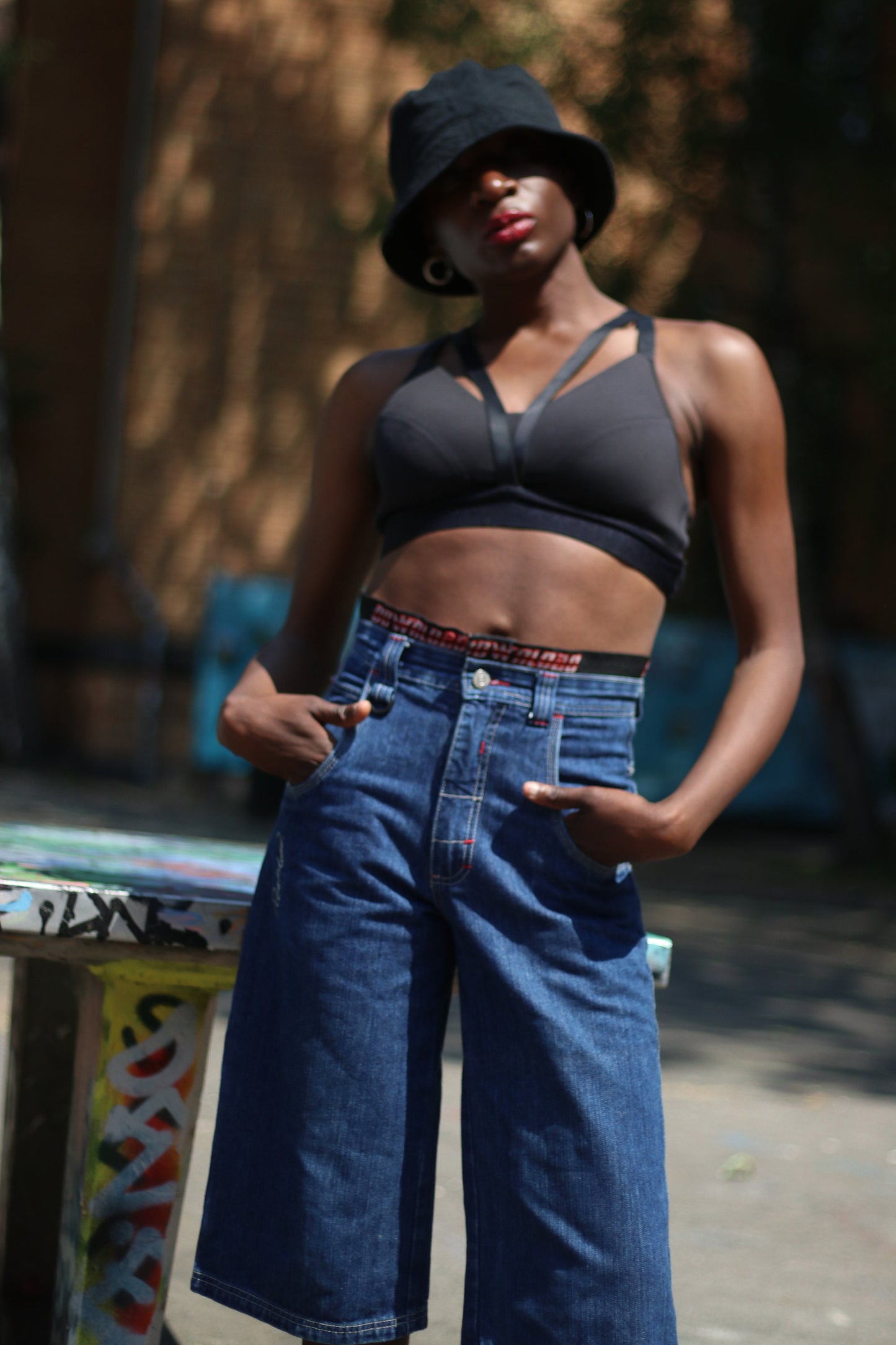 y2k Here & there Denim culottes| Vintage blue denim shorts with closure and graphic print| Jeans culottes with print