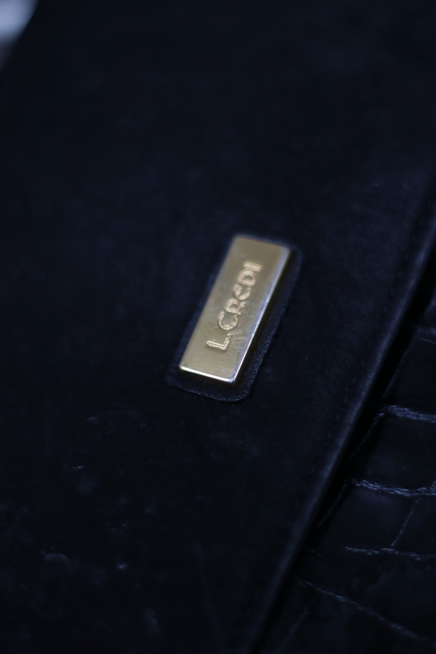 90s le Credi Bag| Vintage black Mini Bag| Embrossed leather and Suede Compact Bag | Minimalist classic textured bag