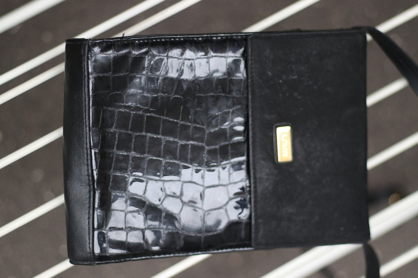 90s le Credi Bag| Vintage black Mini Bag| Embrossed leather and Suede Compact Bag | Minimalist classic textured bag