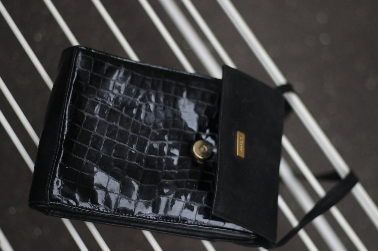 90s le Credi Bag| Vintage black Mini Bag| Embrossed leather and Suede Compact Bag | Minimalist classic textured bag