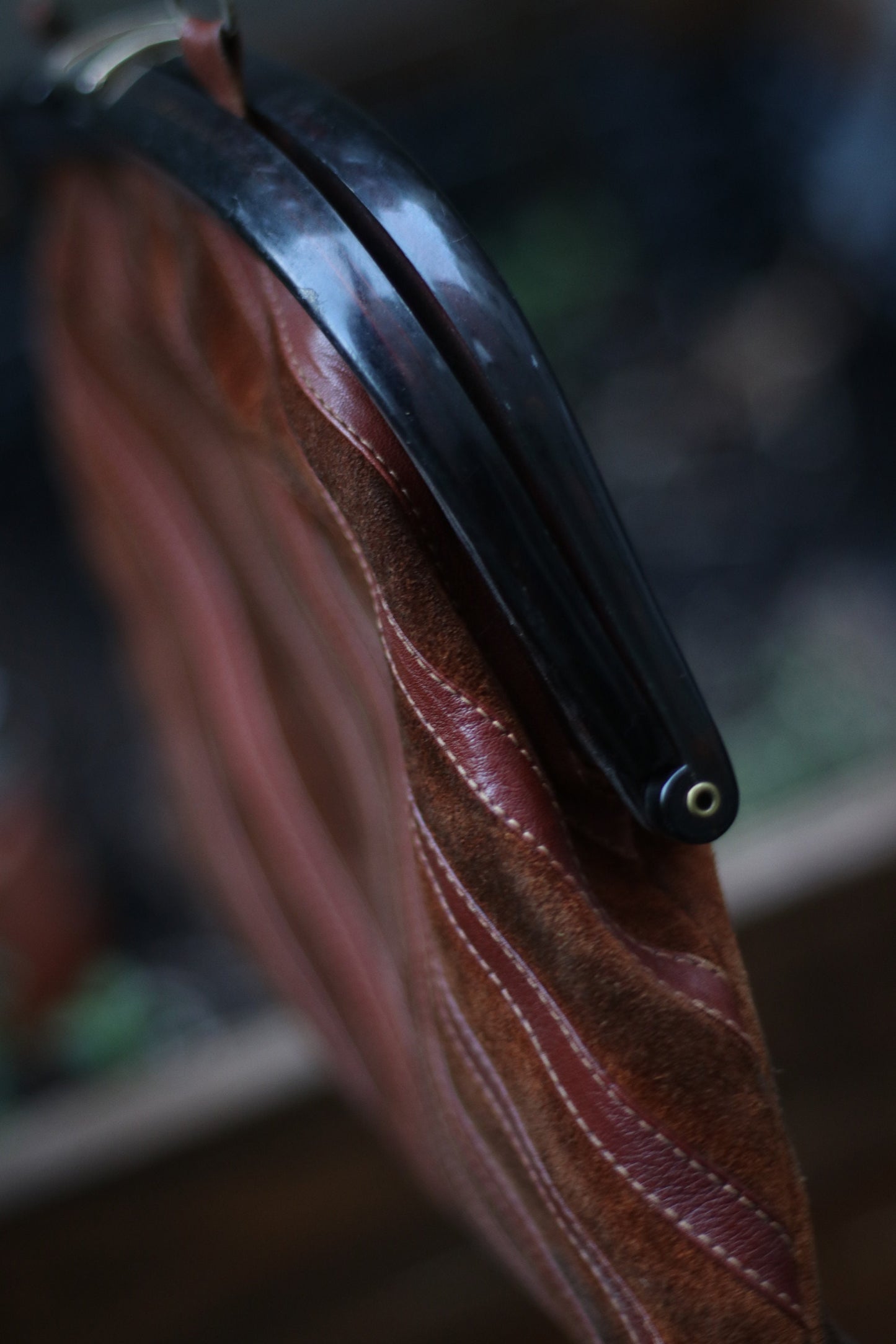 70s Suede Handbag| Vintage Brown Leather Grandma bag | Retro compact shoulderbag