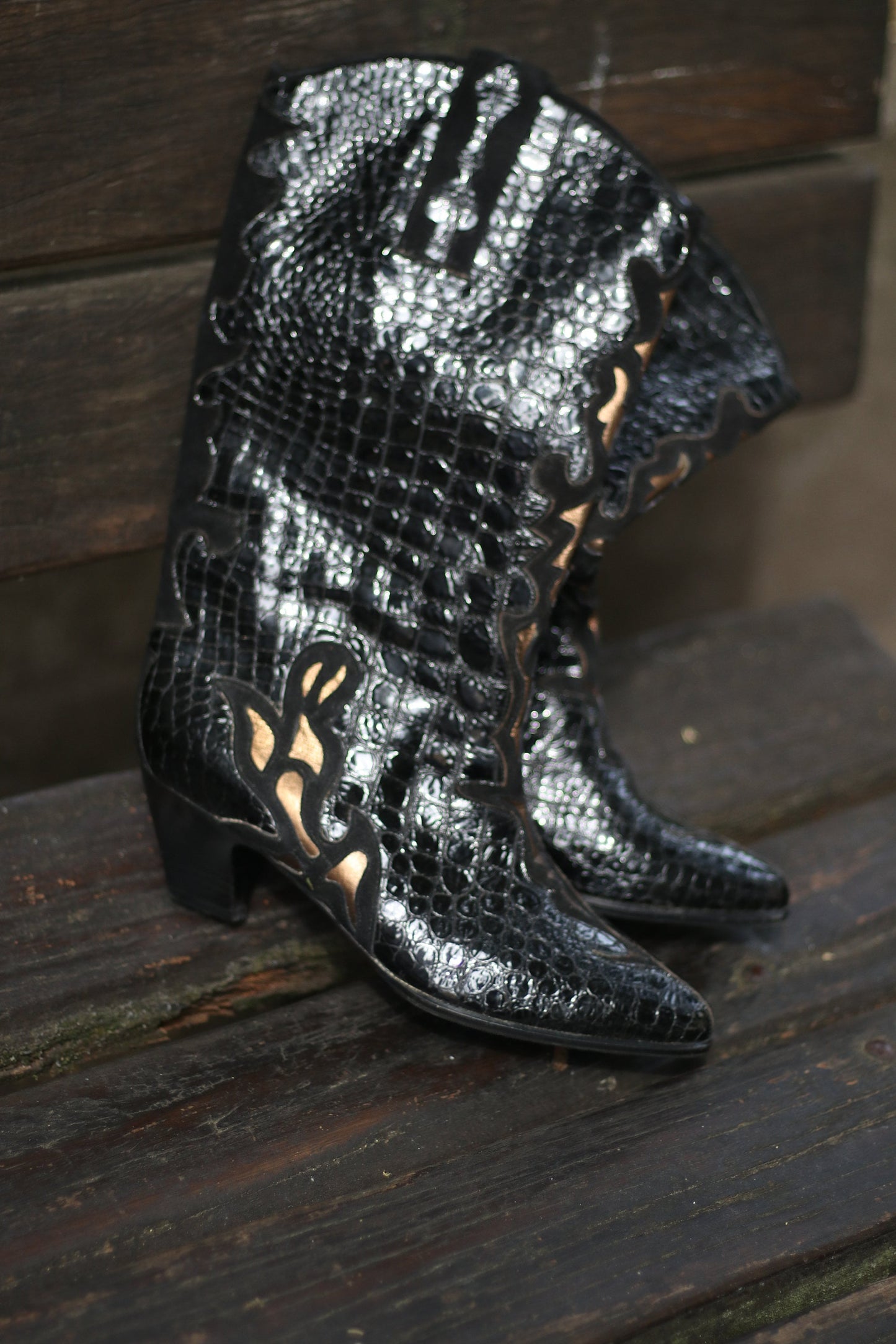 80s cowgirl boots| Vintage Black leather boots| Women's Western Boots