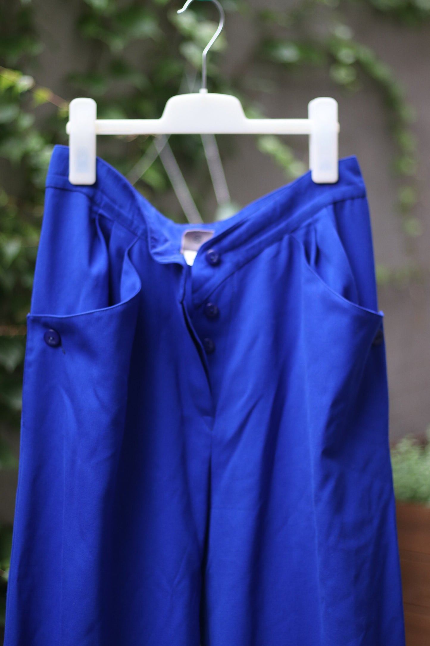 80s Krizia Trousers| Vintage High waisted blue pants| Statement Tailored Wool Pants| Minimalist Workwear Design