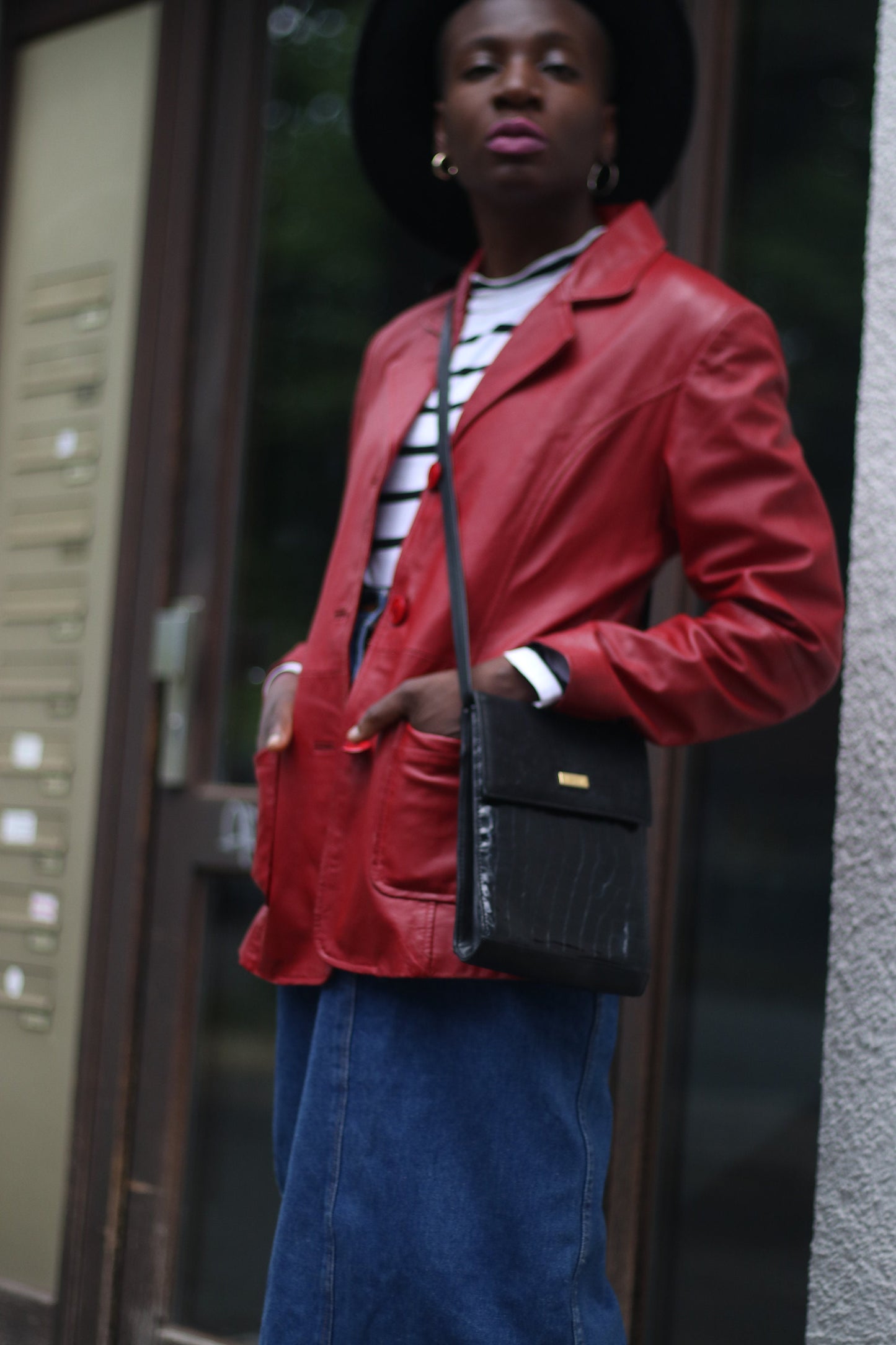 90s le Credi Bag| Vintage black Mini Bag| Embrossed leather and Suede Compact Bag | Minimalist classic textured bag