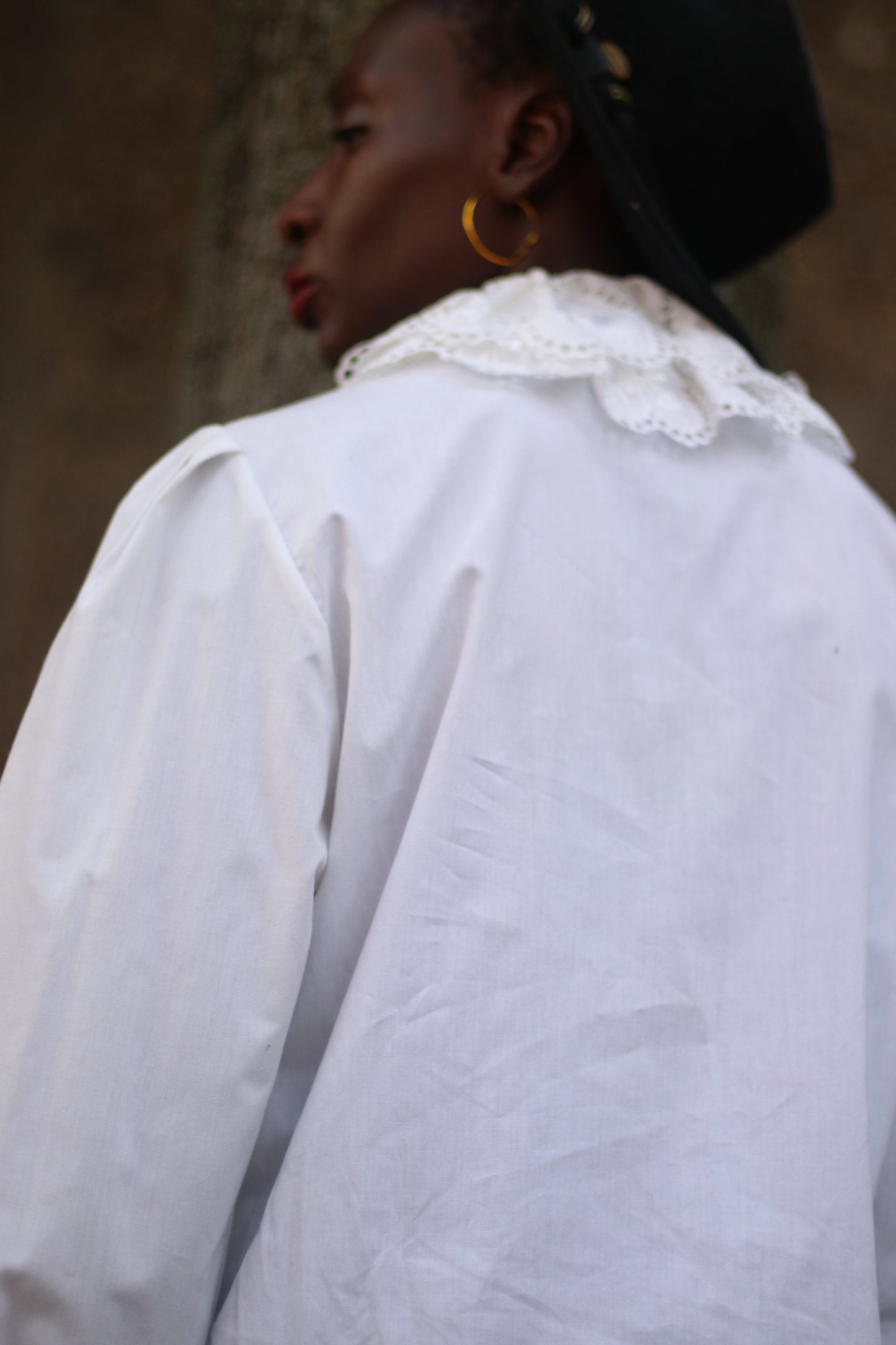 80s cottage core cotton blouse| Vintage feminine white shirt with statement heart collar and oversized collar