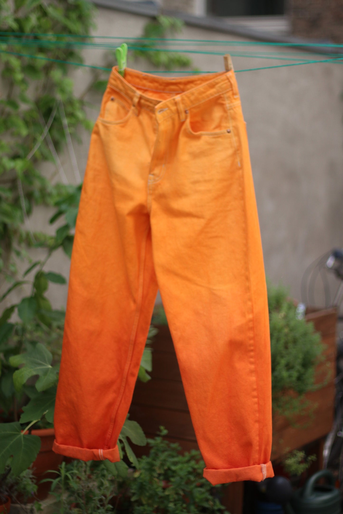 90s Orange Jeans| Vintage Highwaisted ombre colored denim| Street wear grunge jeans