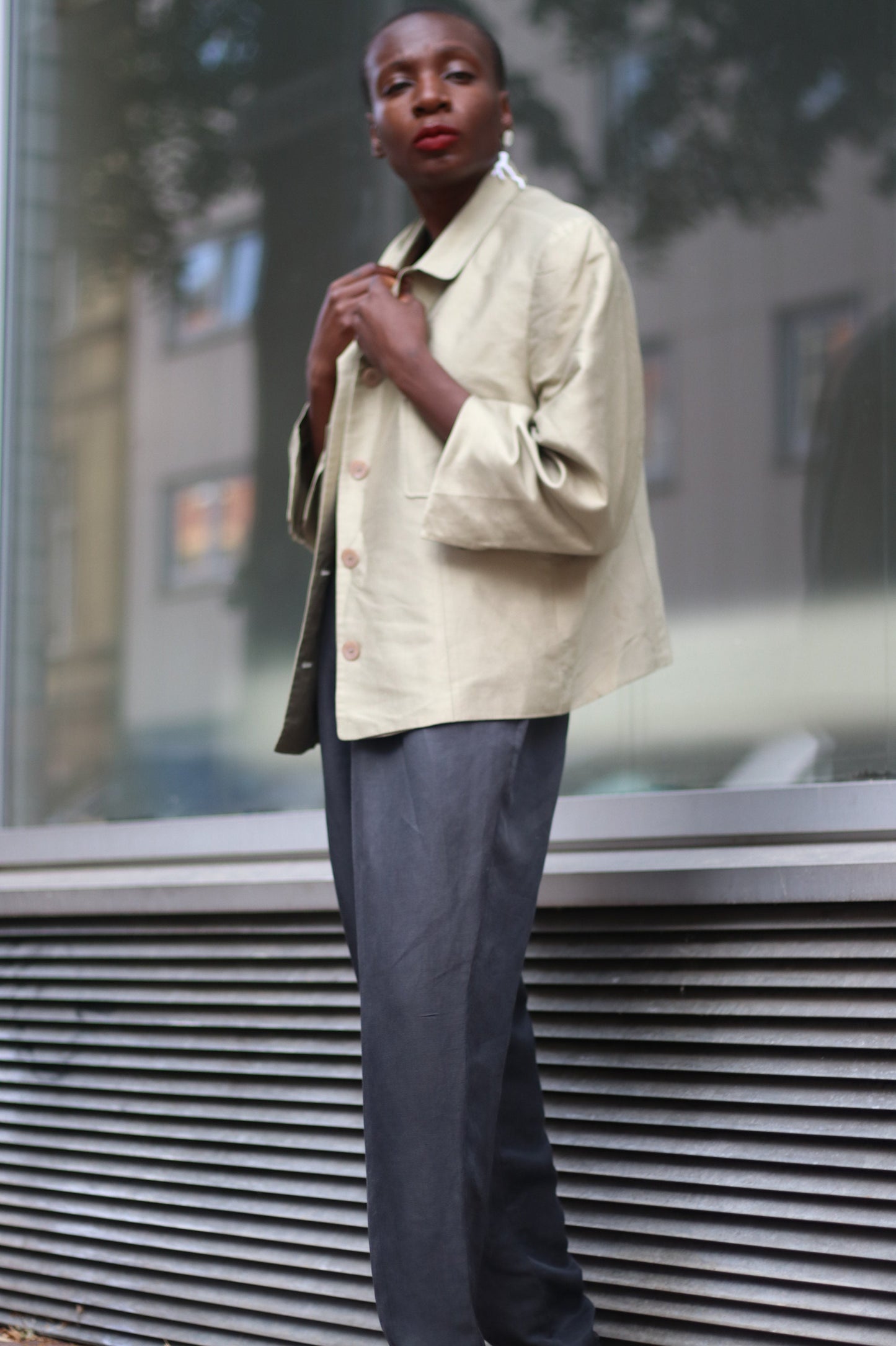 Minimalist Jane Taylor Silk Oversized Blazer | Vintage 90s light blazer| Capsule wardrobe blazer shirt | Monochrome Classic Workwear Jacket