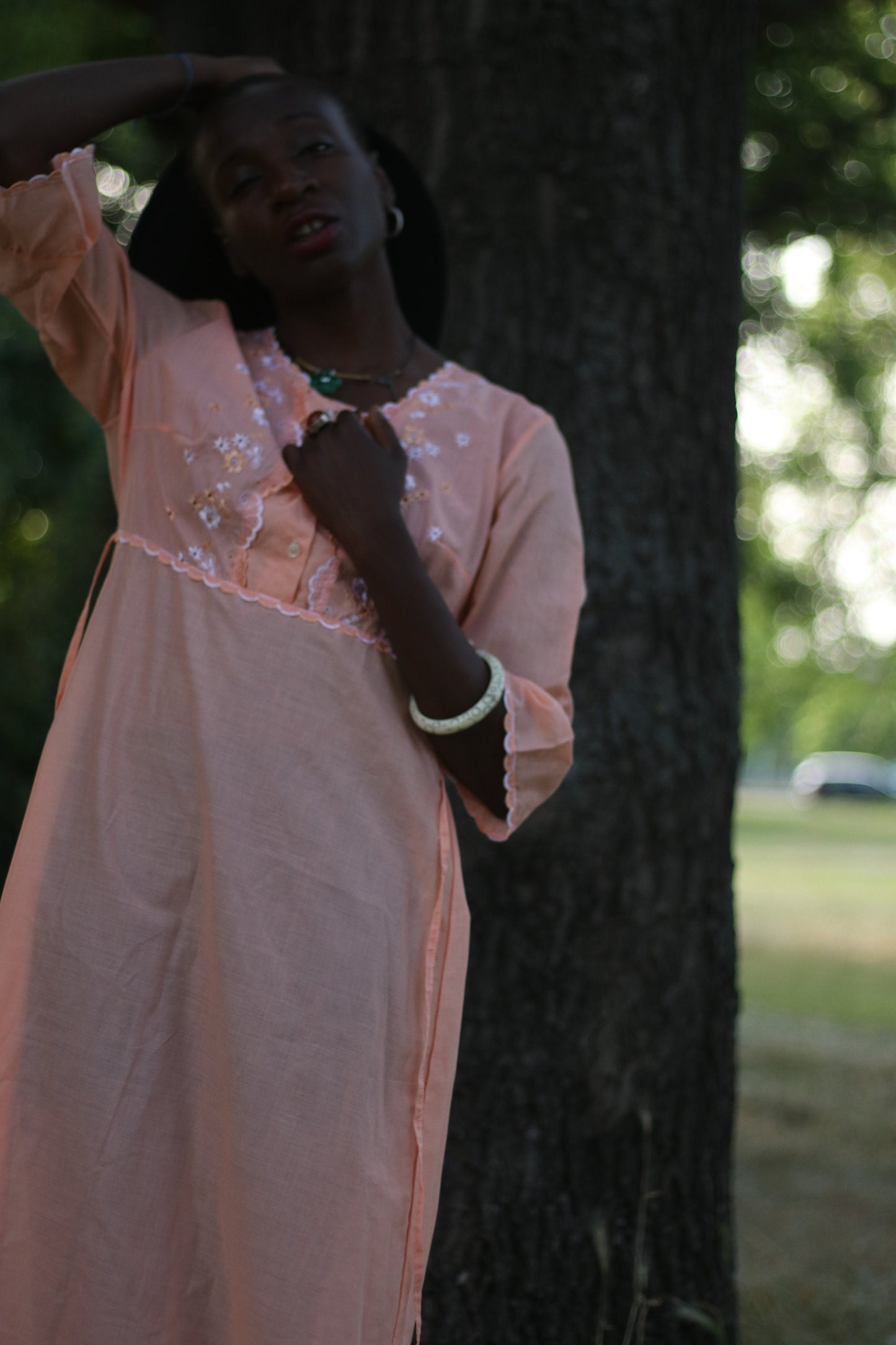 Vintage 70s Orange Maxi Dress| Bohochic Elegant Short Sleeved Retro Dress| Floral embroidered short sleeved maximalism sheer dress