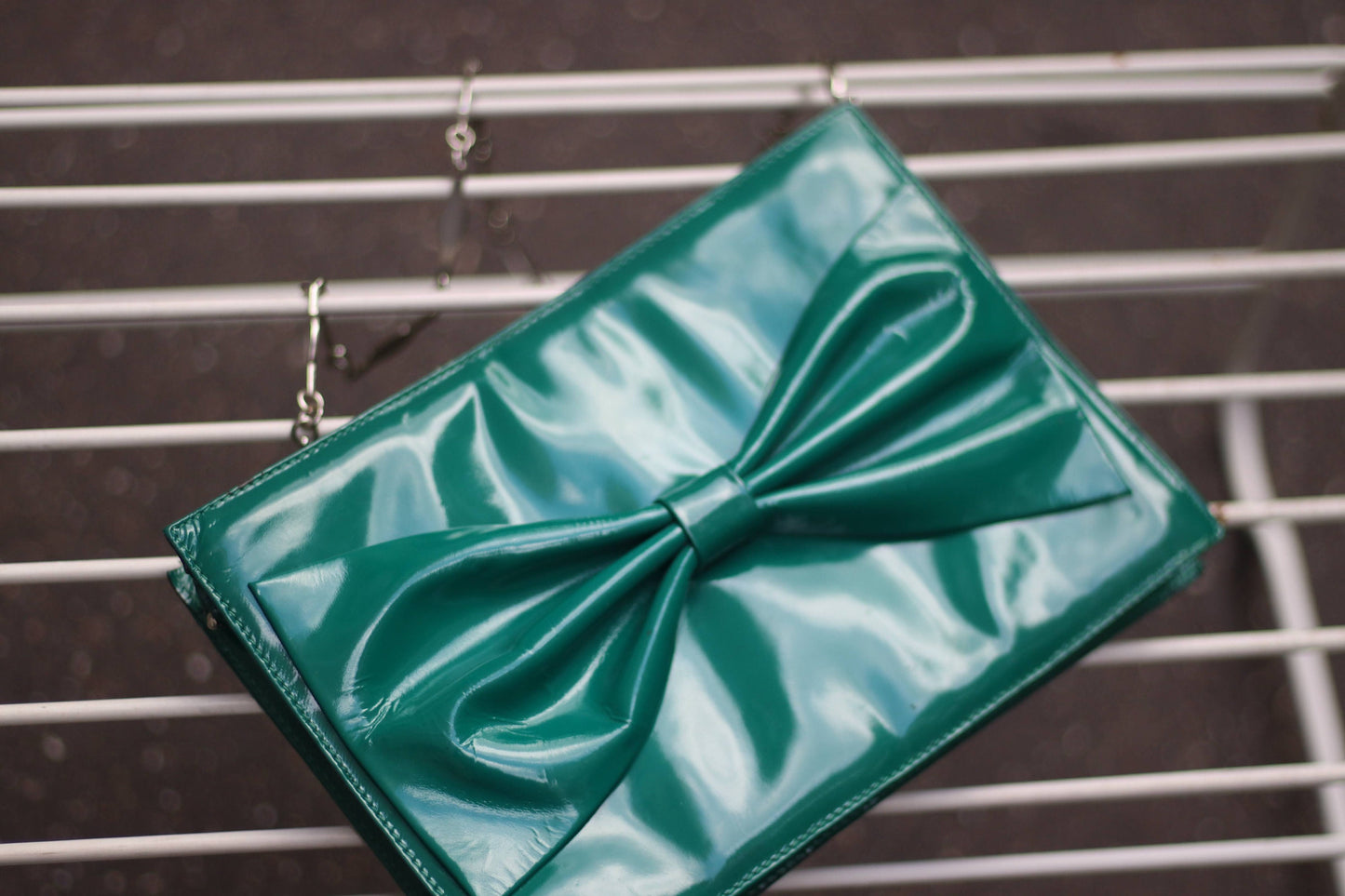 80s Mondi Clutch| Vintage Green Statement bag with Bow| Maximalist compact bow bag