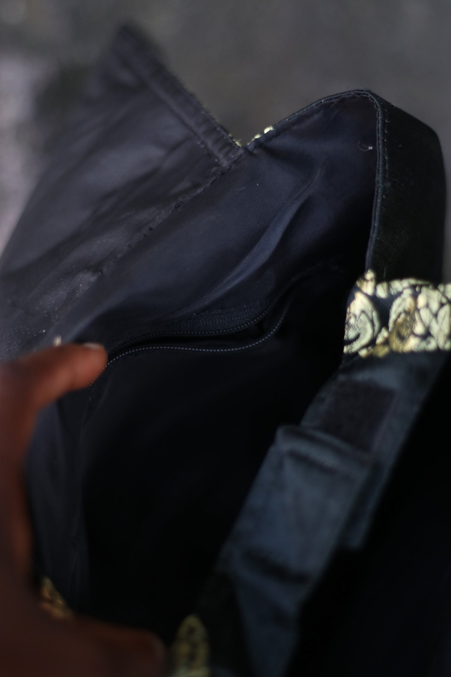 y2k black opulent backpack| Vintage Black and gold fabric backpack with circle print| Gothic inspired EMO bag