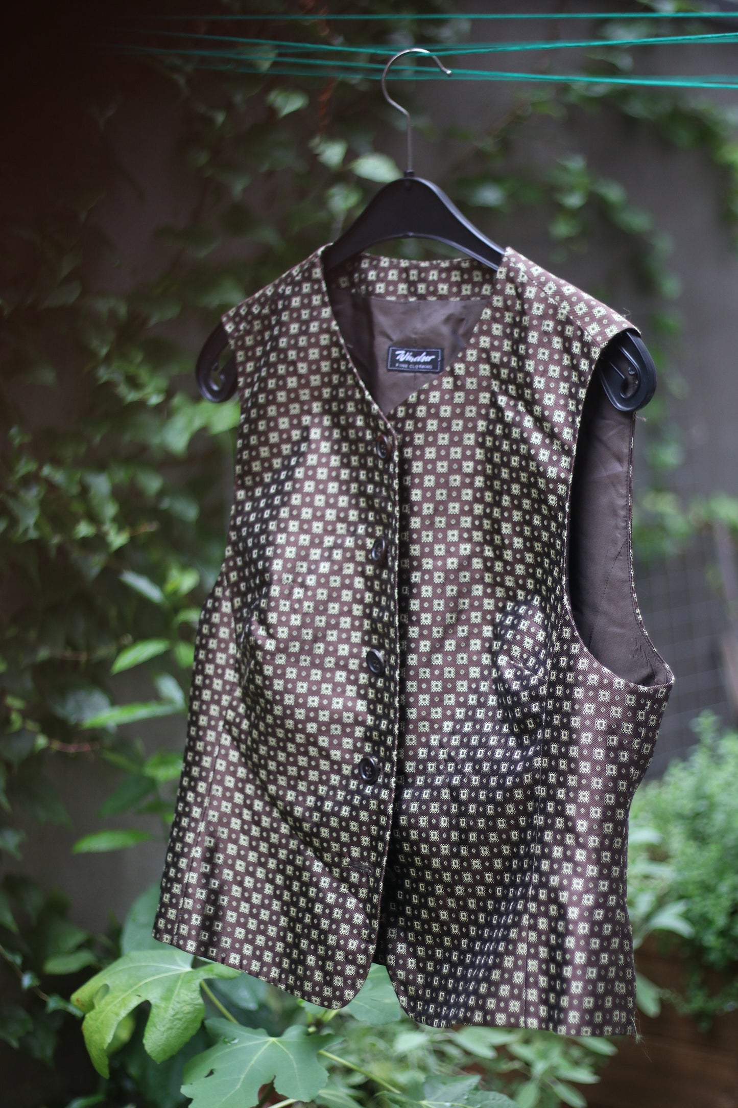 90s Windsor Silk Vest |Square Print Bohemian Vest| Hippy Maximalist Vest