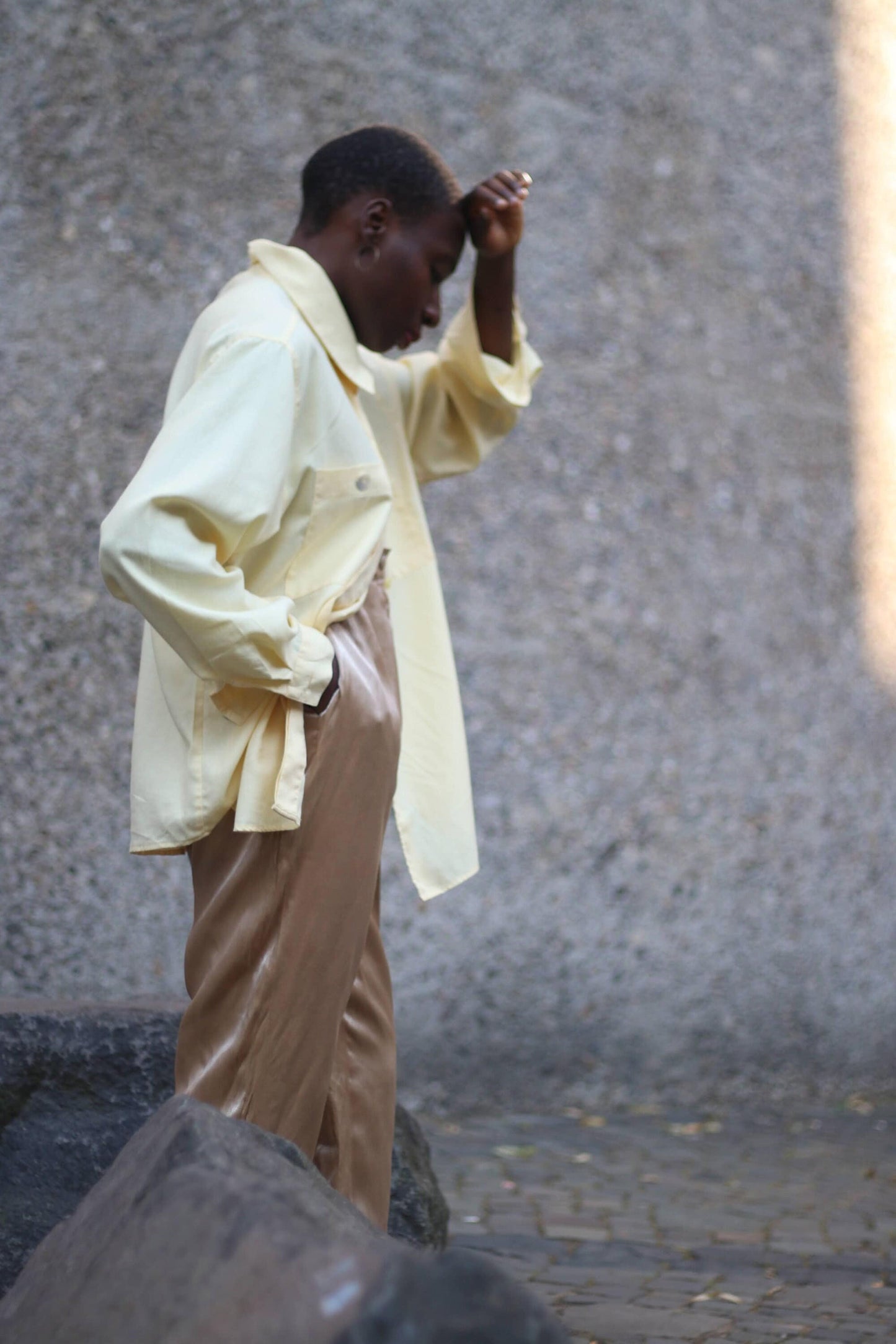 90s Hämmerle Shirt in light yellow| Vintage minimalist classic buttoned down blouse | Workwear capsule wardrobe blouse