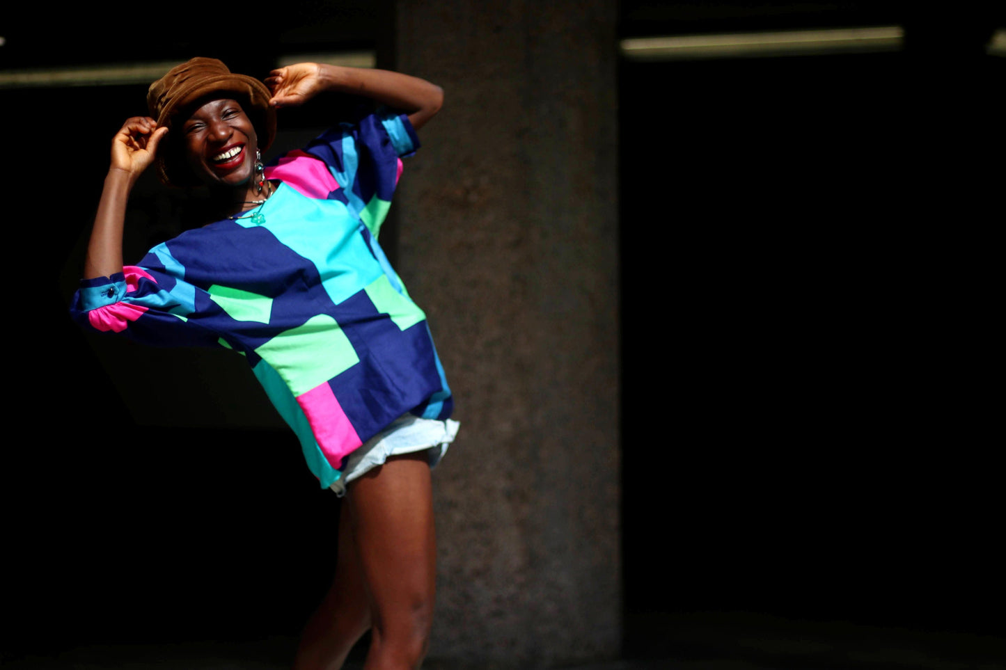 90s Geometric Print Shirt| Sporty Chic street wear top| Color blocking handmadet shirt