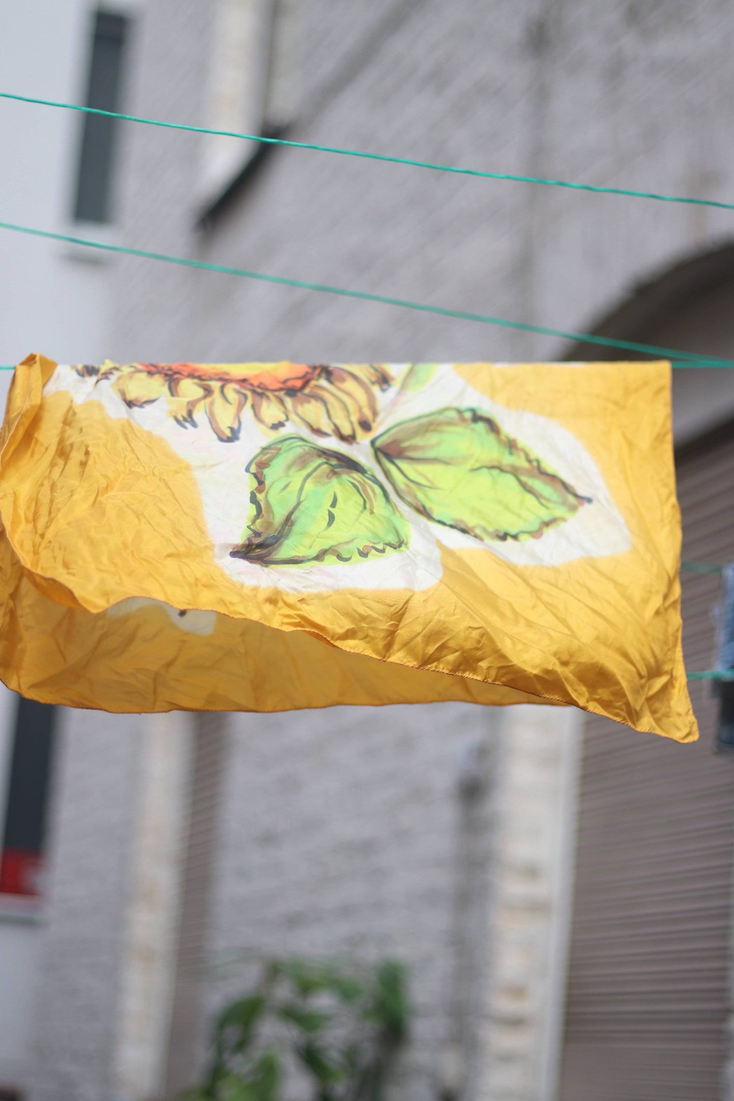 90s yellow floral print scarf| Vintage sunflower print bold maximalist scarf