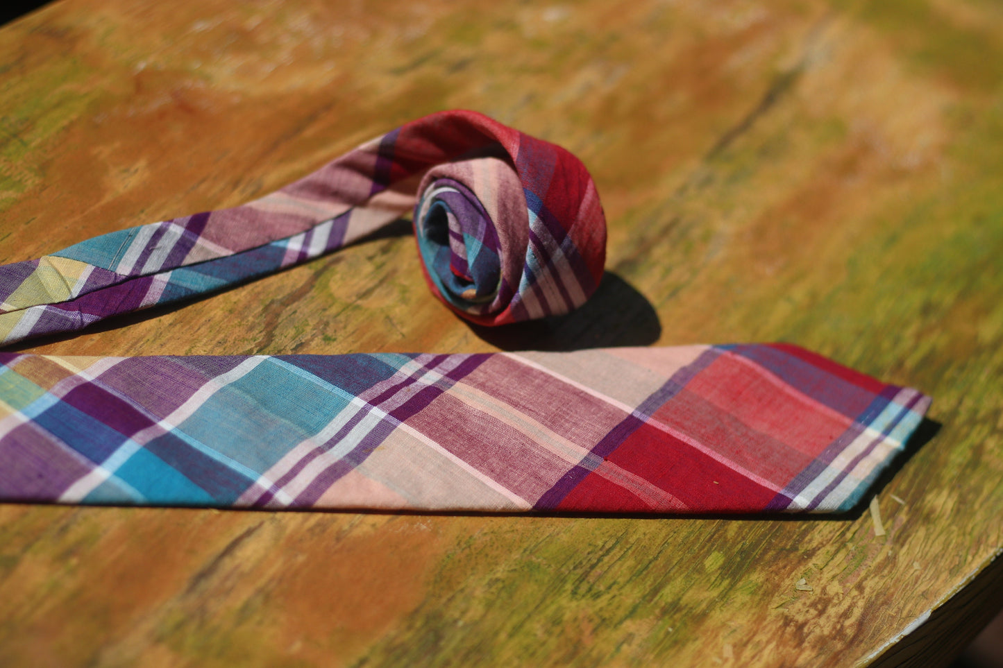 Robert Stewart Plaid Cotton Tie | Vintage checkered necktie| Unisex Suiting up accessory | y2k Men's Designer Maximalist red and cream tie