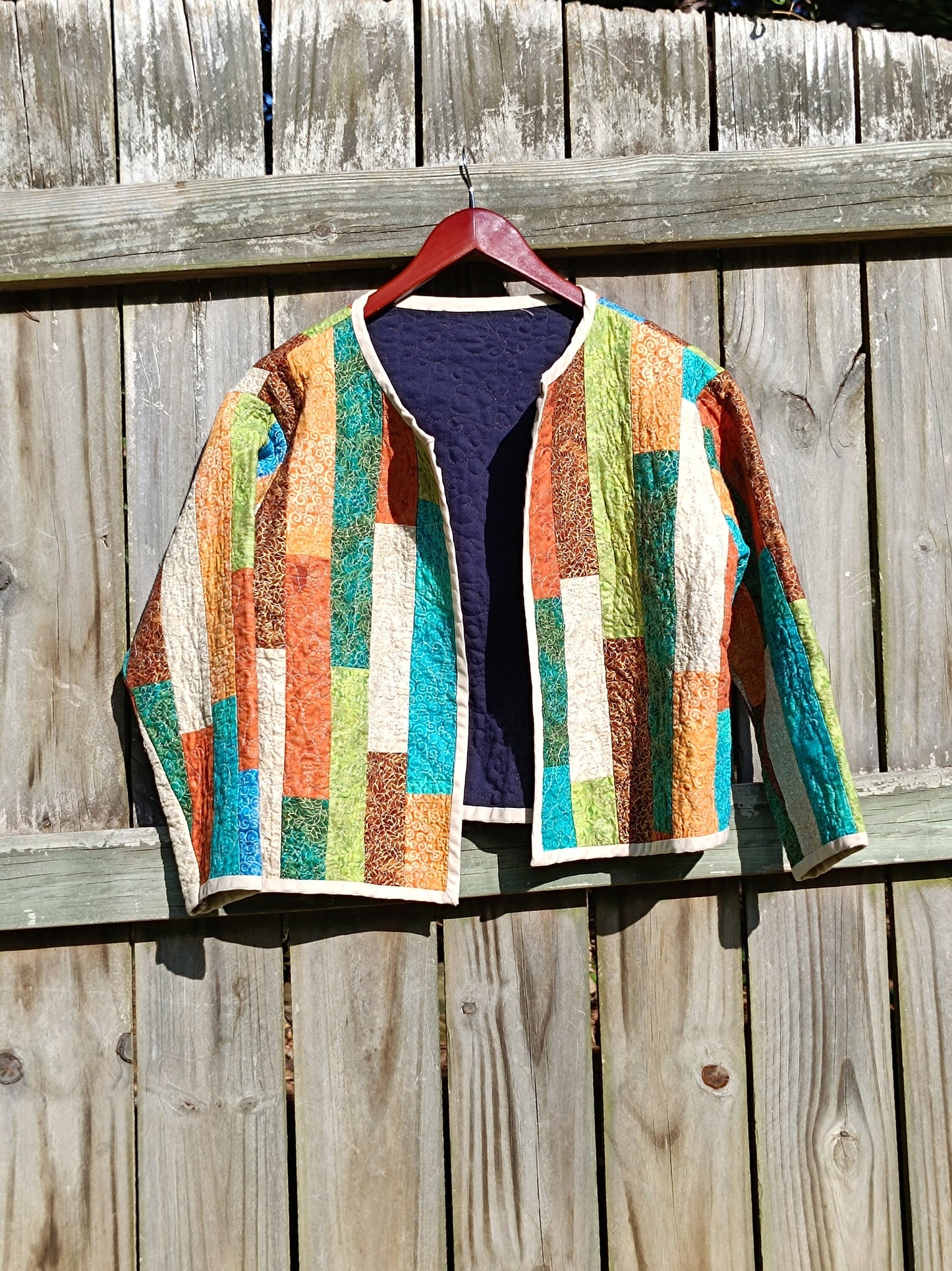 Vintage patchwork blazer | Orange hippy lightweight shirt| Bohemian cottage core design