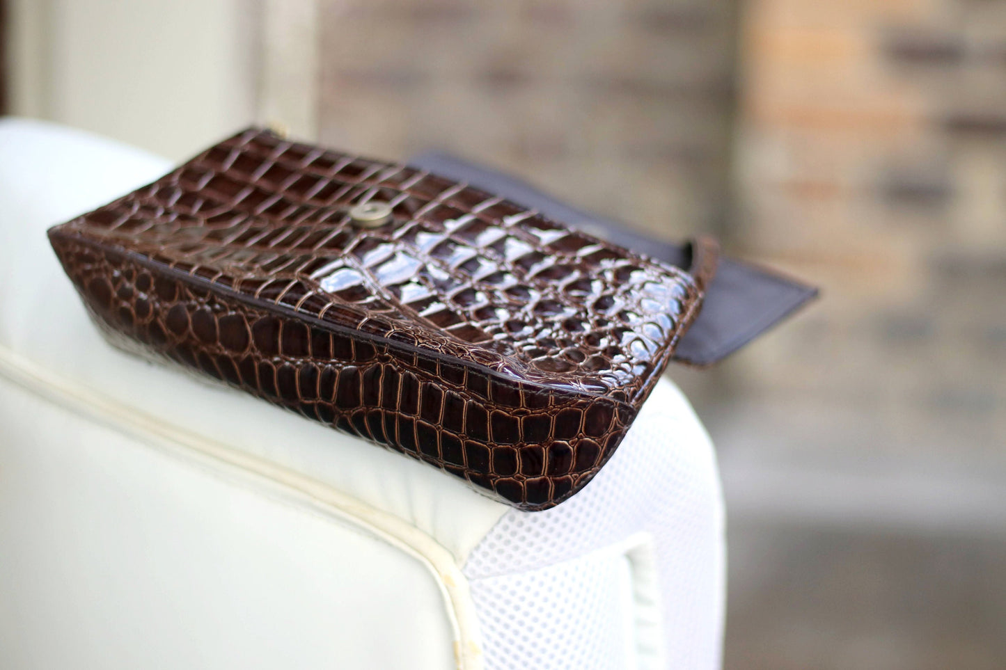 Y2k Kenneth Cole Unlisted brown bag | Vintage minimalist faux exotic mini bag| Compact purist faux leather bag