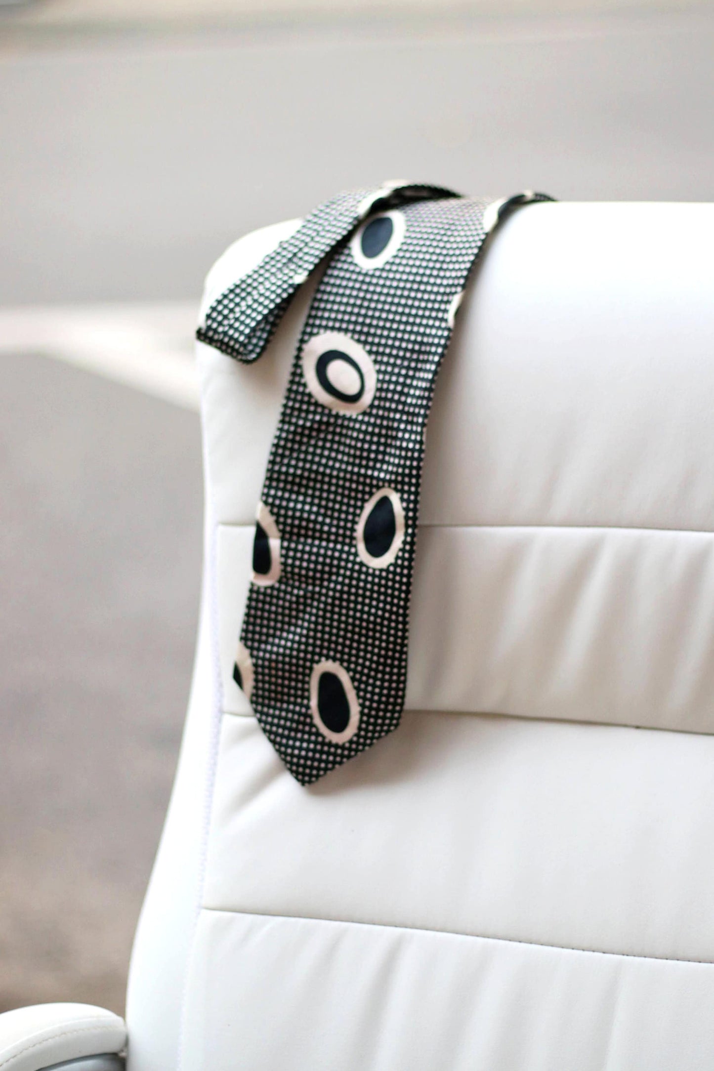 80s Gant Silk Tie | Vintage polkadotted necktie in black and white| Quirky unisex office wear