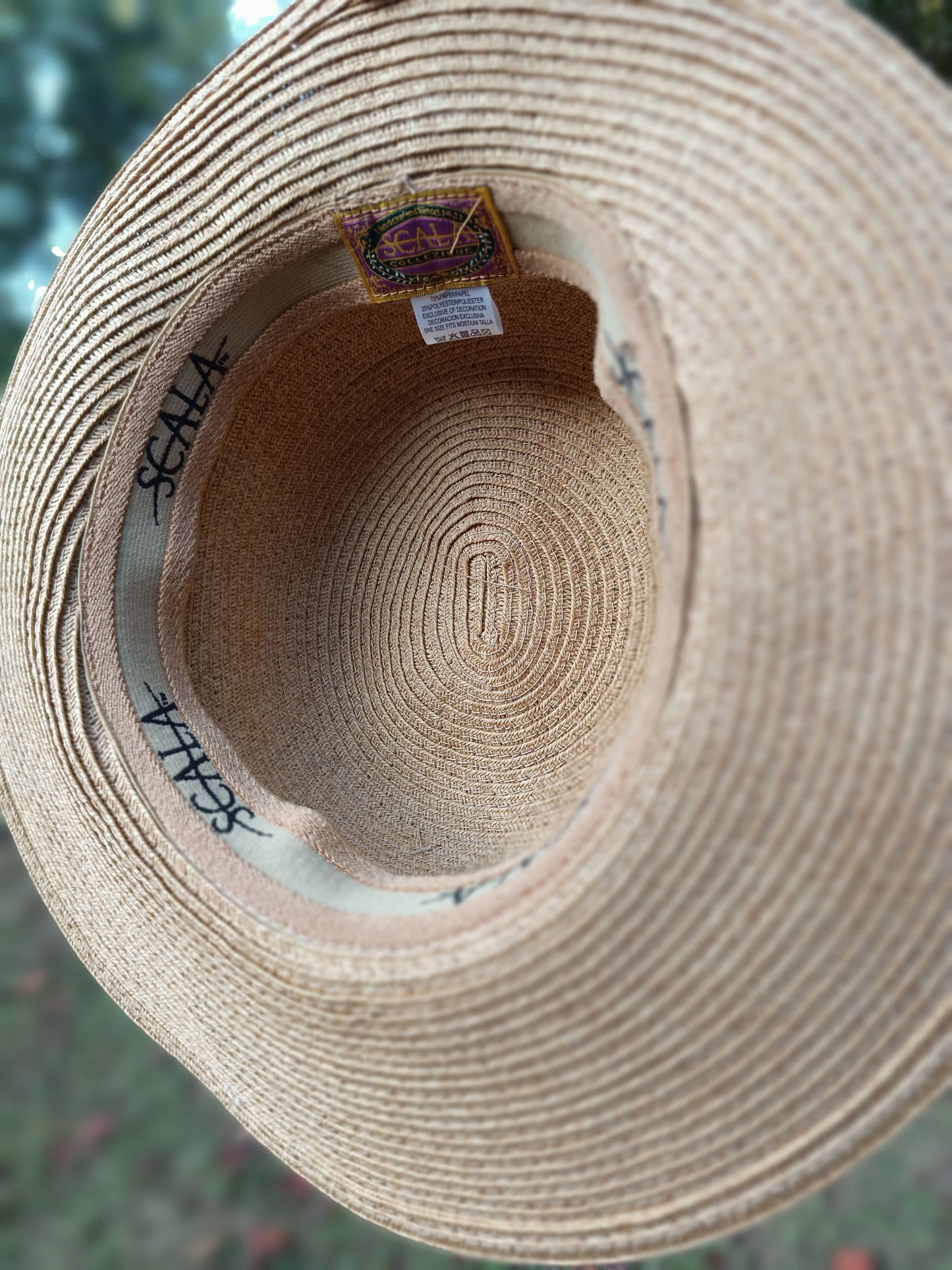 70s Scala Straw Hat|Vintage Summer hat with black bow| Cottage core chic minimalist ladylike hat